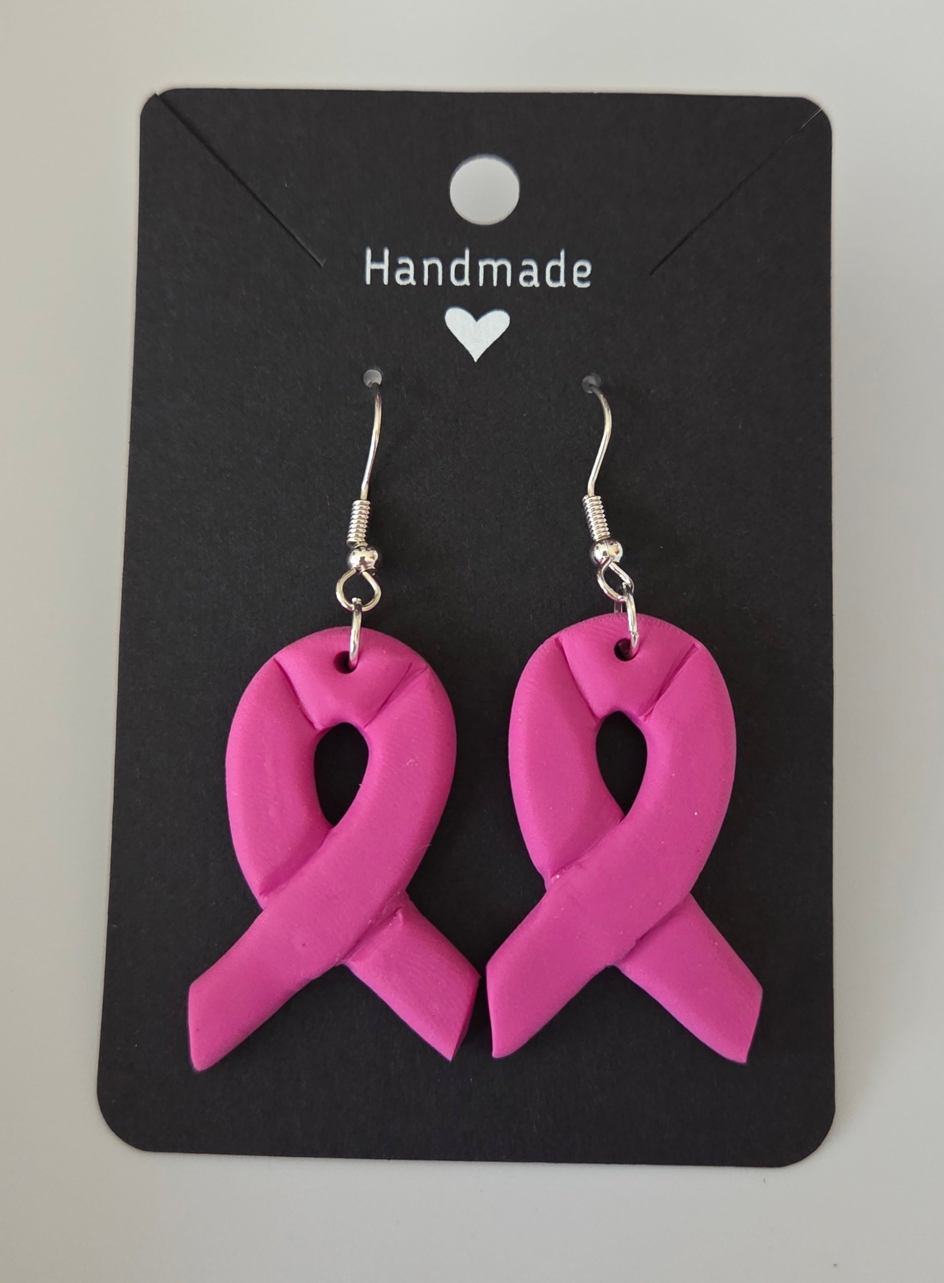 Large Pink Ribbon Dangle Earring!