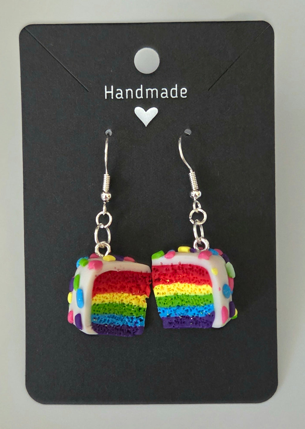 Rainbow Cake Slices With Sprinkles Dangle Earring!