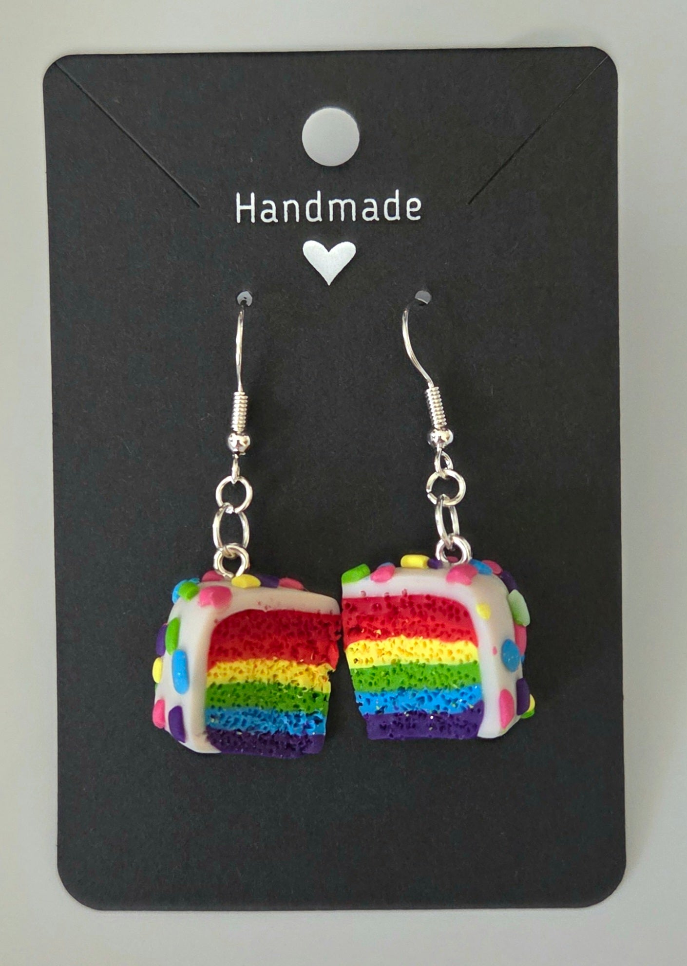 Rainbow Cake Slices With Sprinkles Dangle Earring!