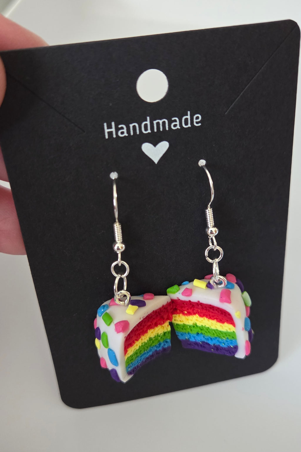 Rainbow Cake Slices With Sprinkles Dangle Earring!