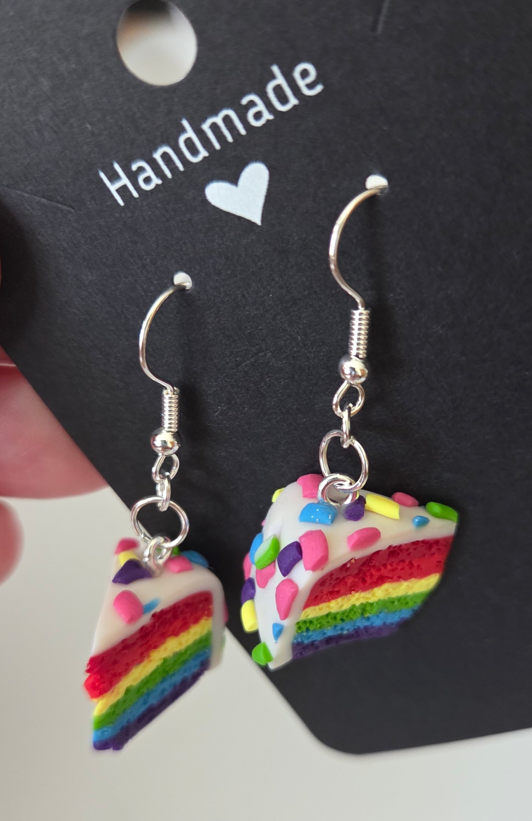 Rainbow Cake Slices With Sprinkles Dangle Earring!
