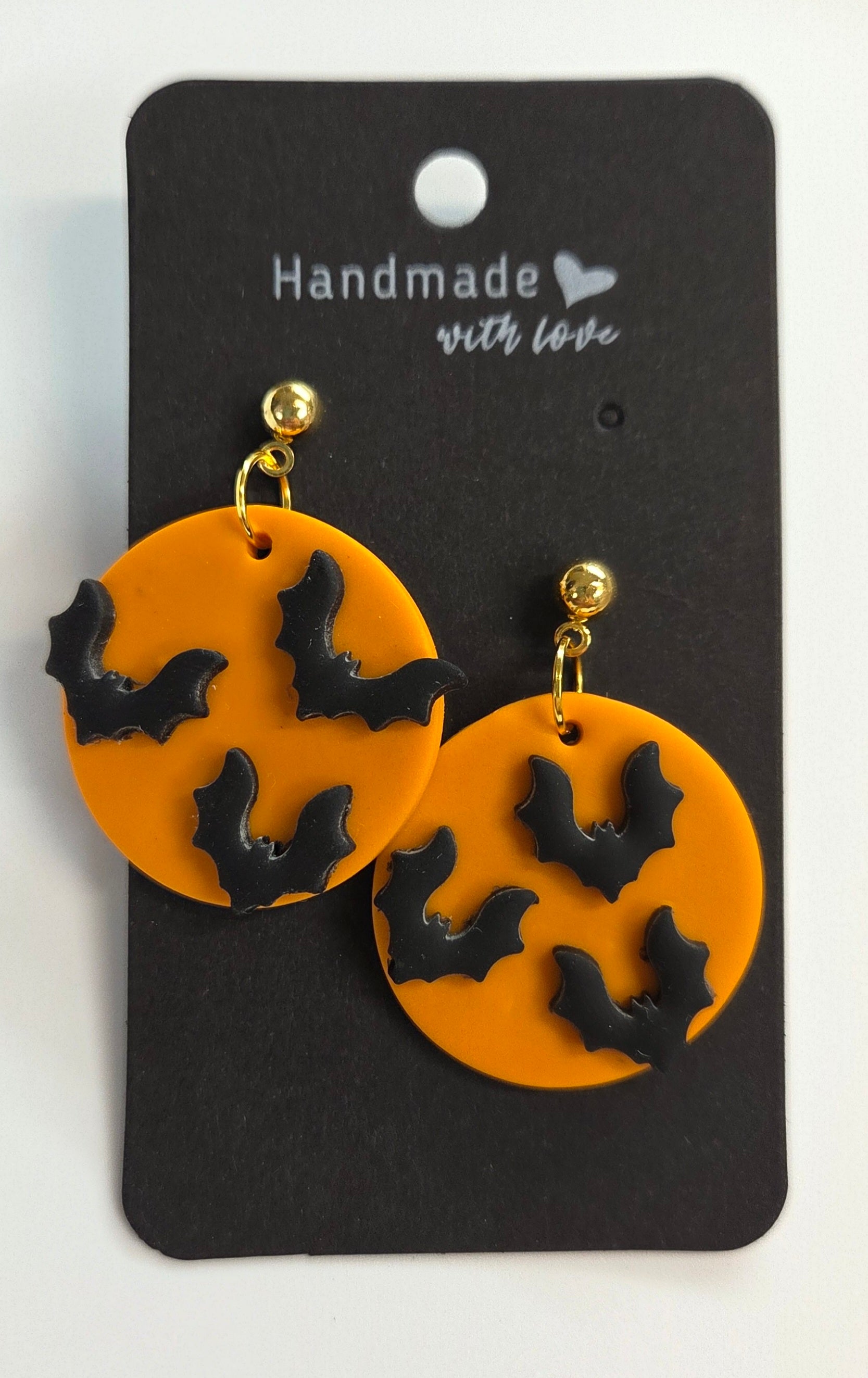 Large Orange Mood Bat Dangle Earrings!