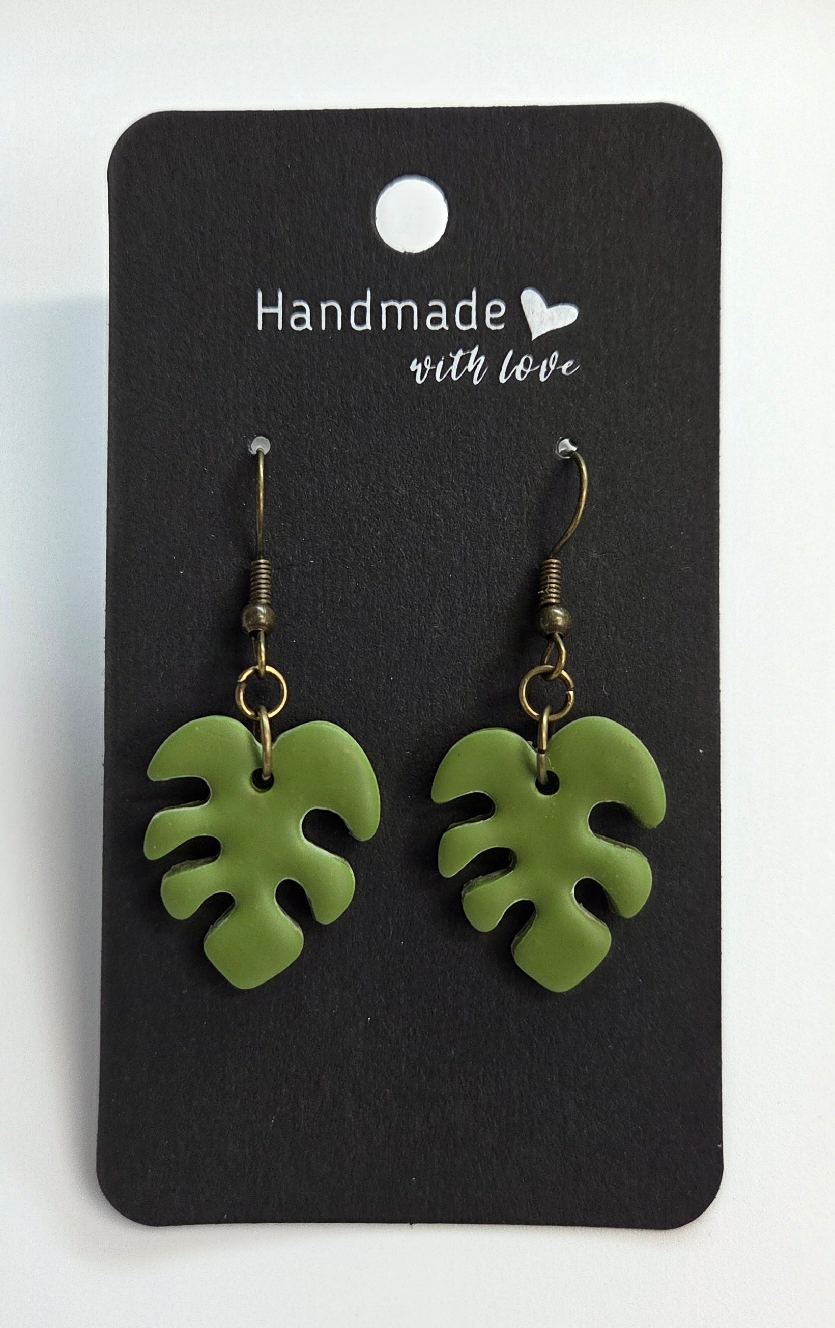 Tropical Green Leaf Drop Dangle Earring!