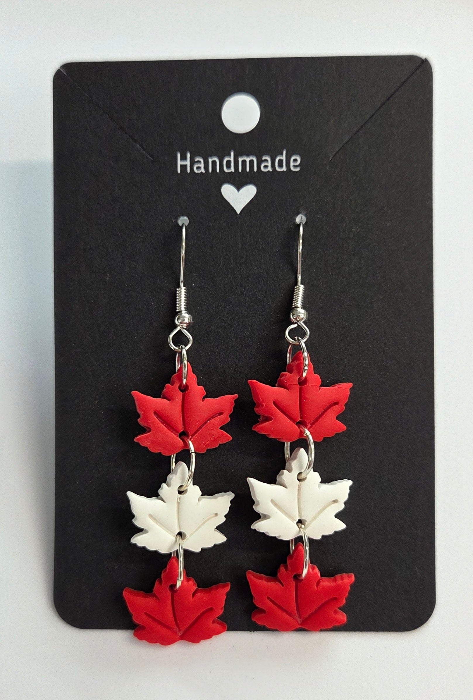 Canadian Triple Maple Leaf Dangle Earrings