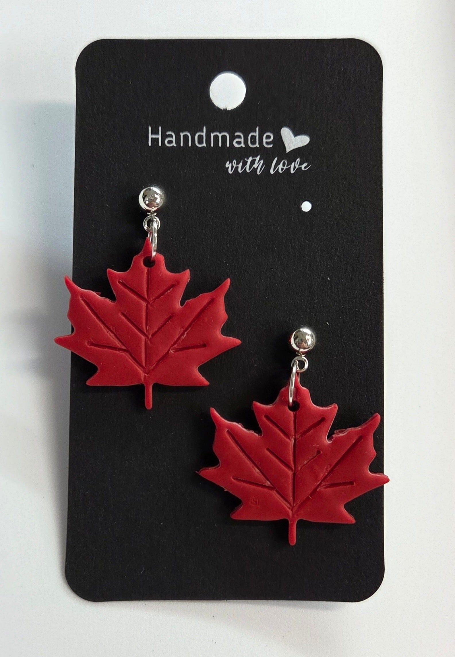 Large Canadian Leaf Stud Dangle Earrings