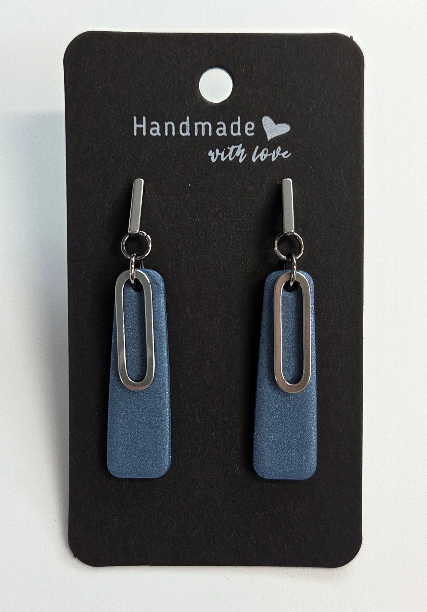 Long Navy Blue Dangle Studs!