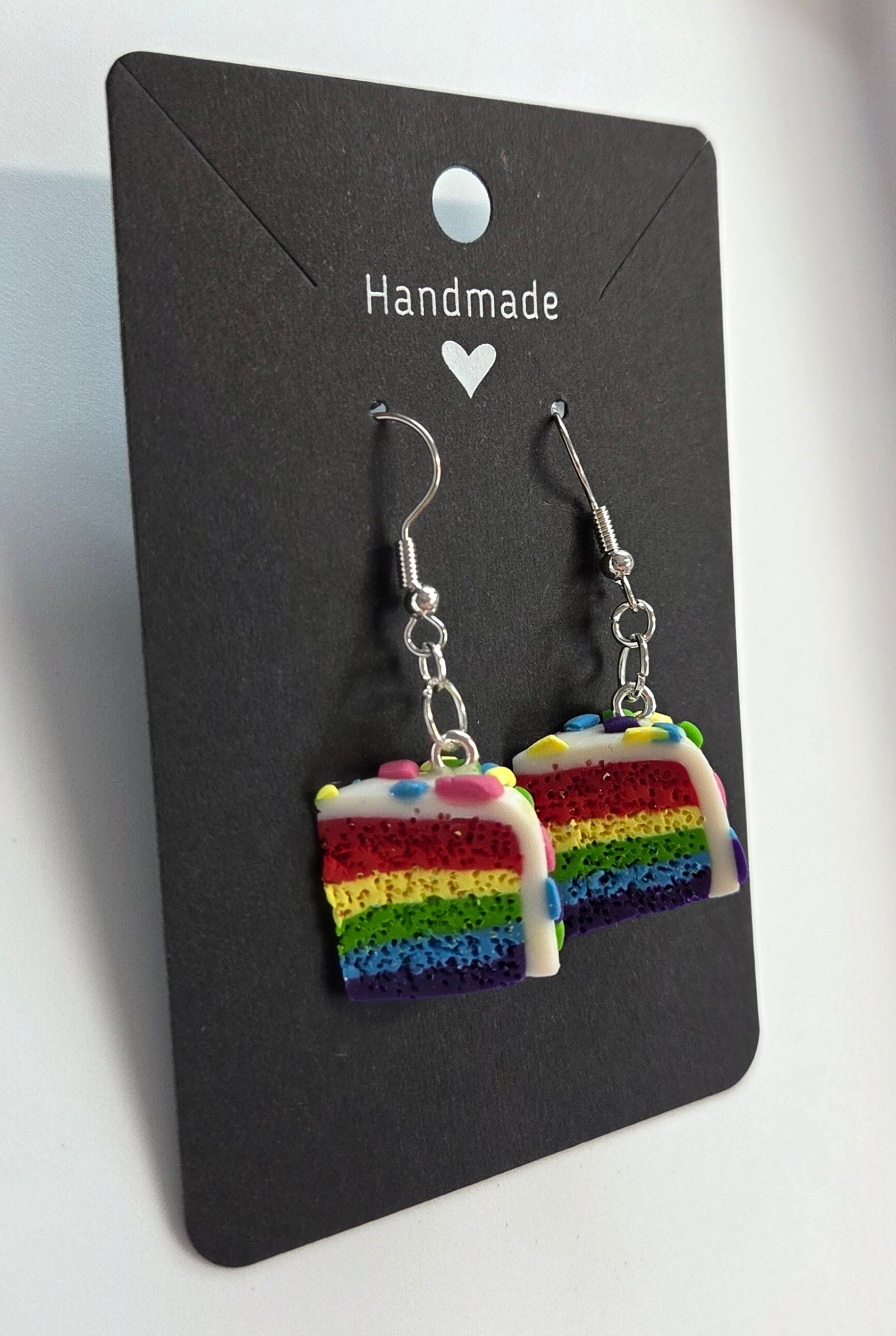 Rainbow Cake Slices With Sprinkles Dangle Earring!