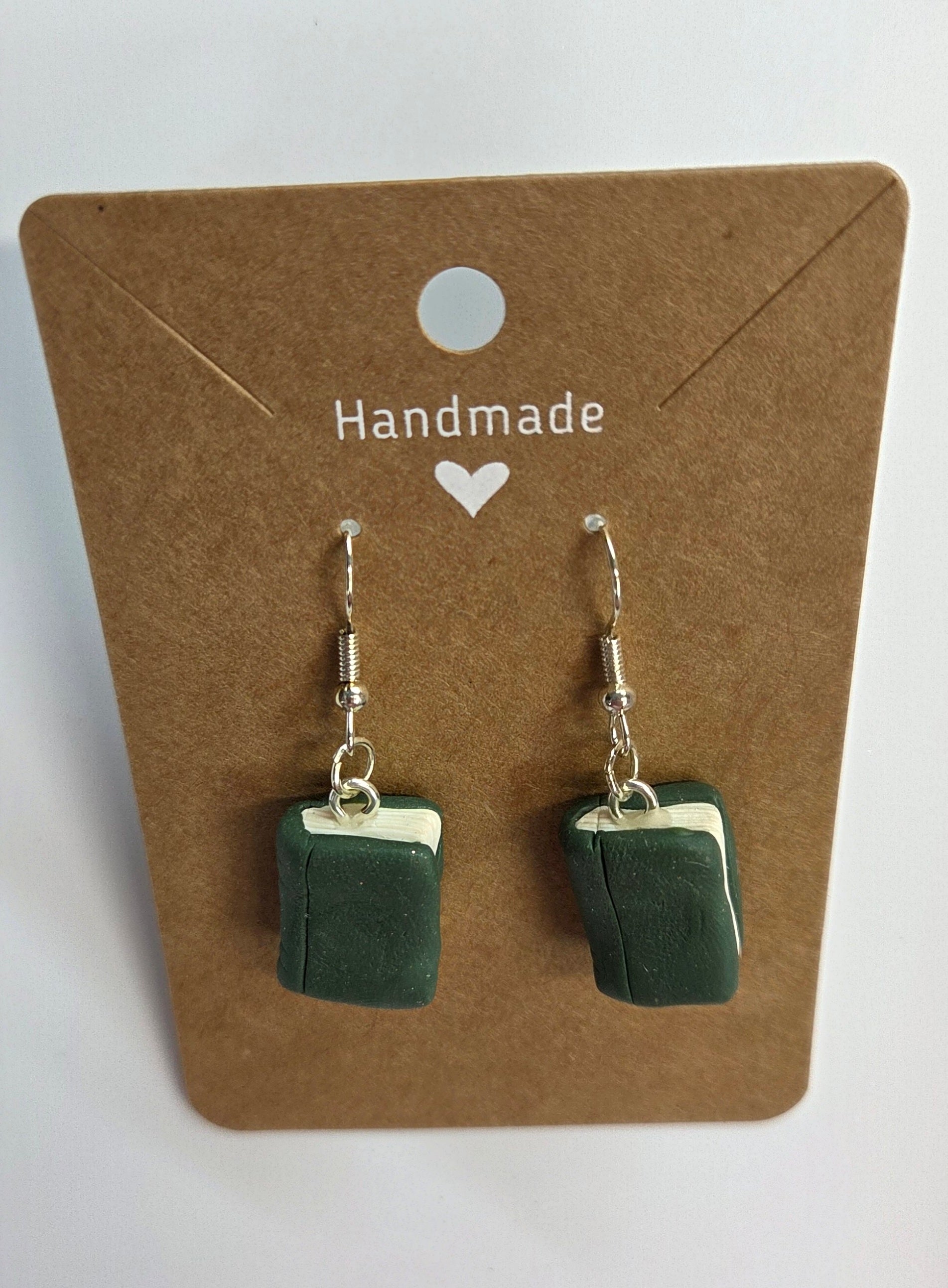 Forest Green Book Dangle Earring!