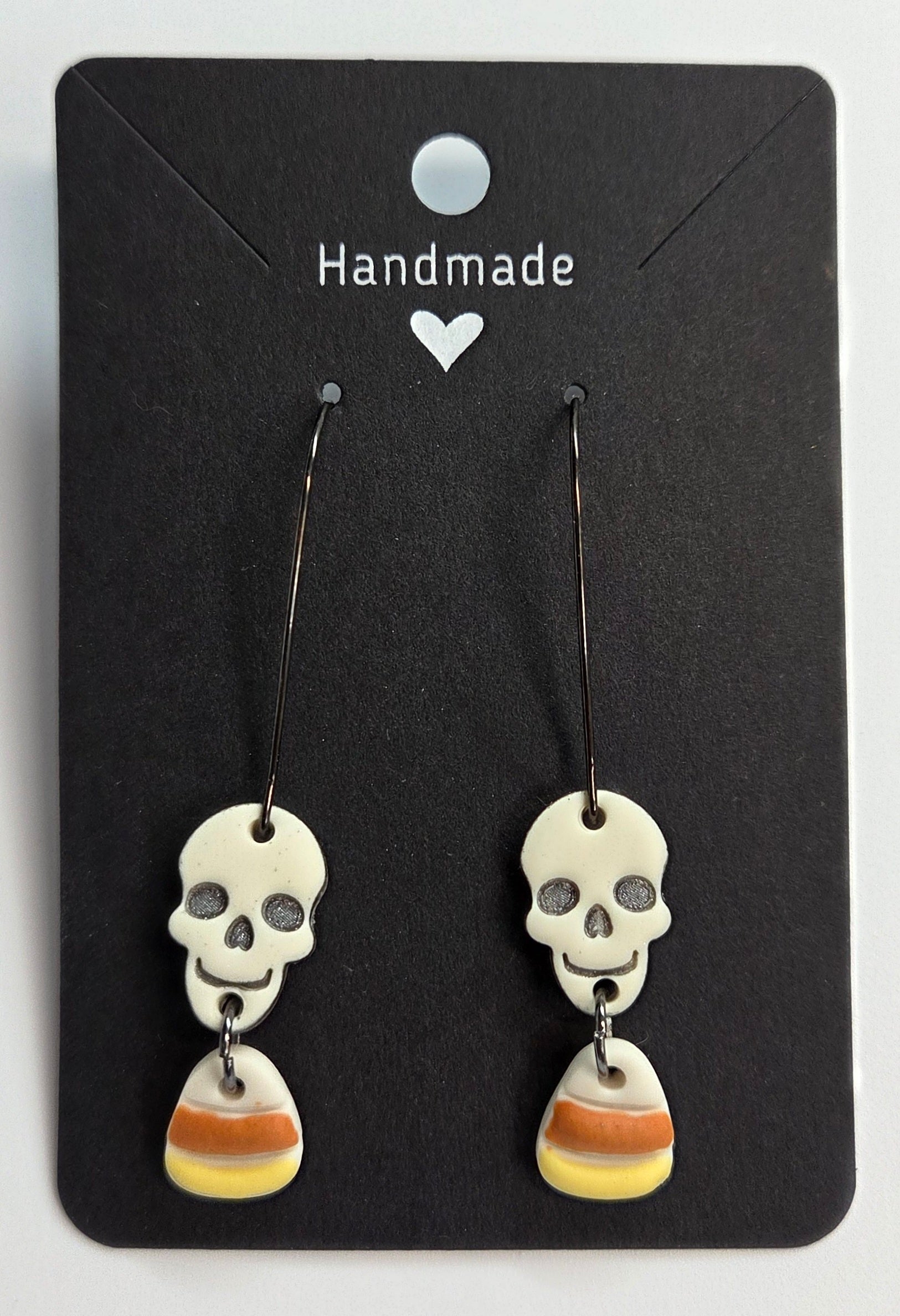 Skeleton and Candy corn Long Hoop Dangle Earrings!