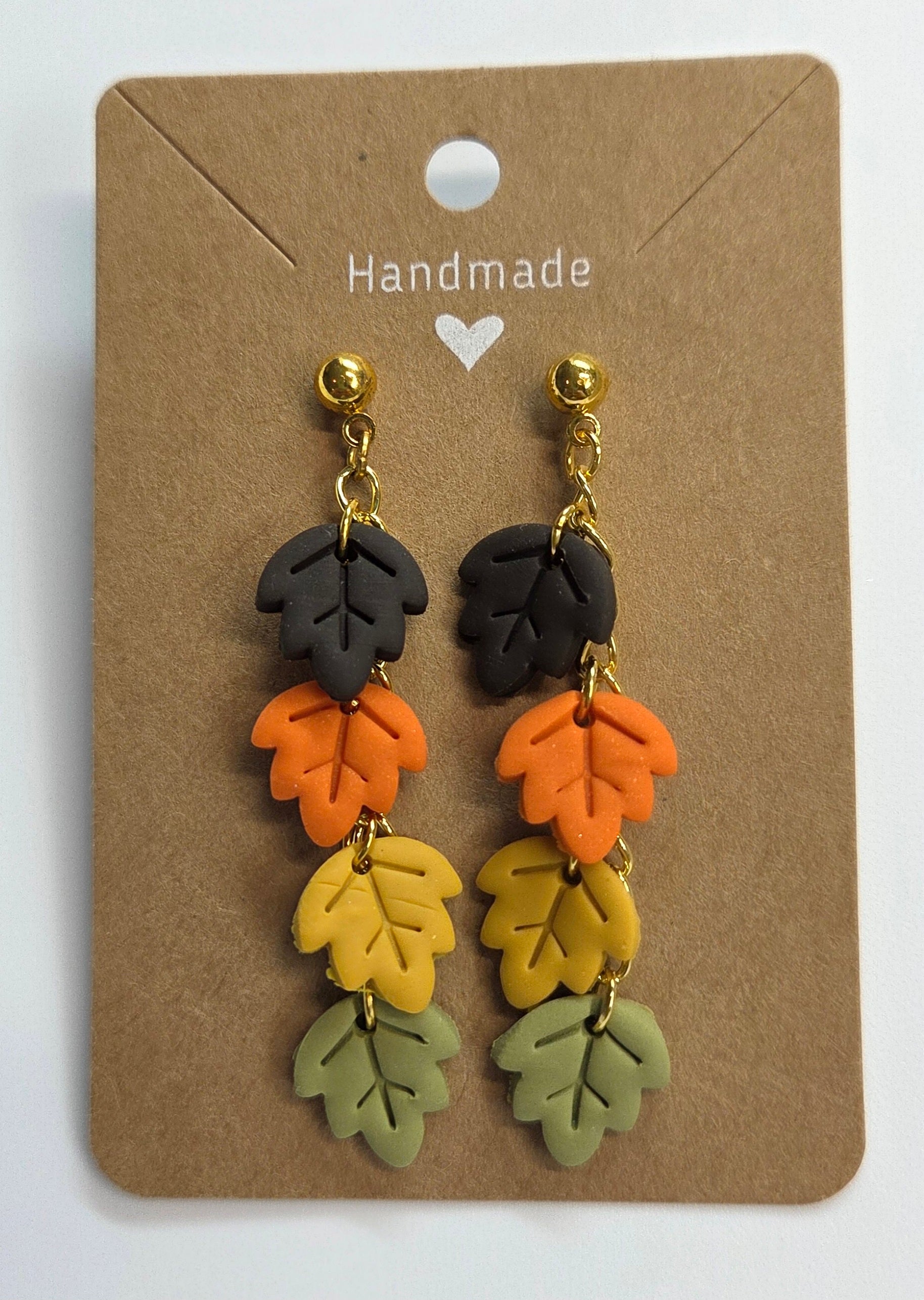 Multicolored Fall Leaves Dangle Studs!
