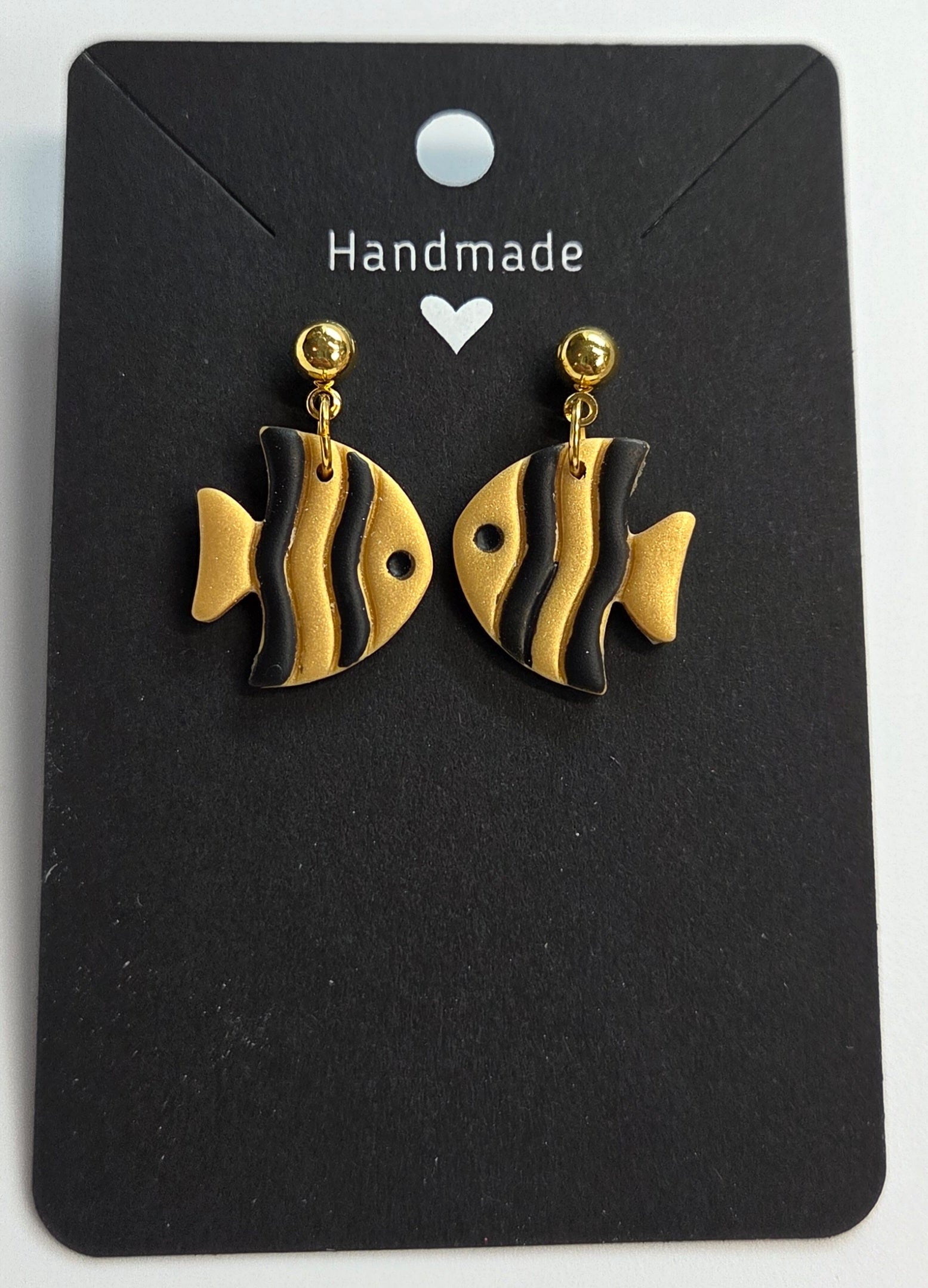 Gold and Black Fish Earrings!