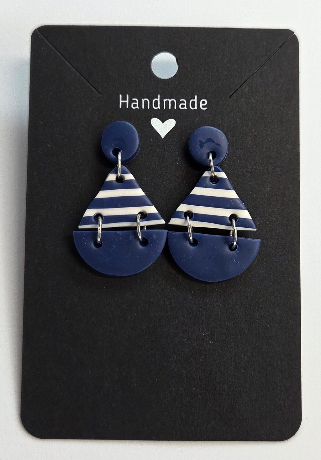 Navy Blue Sail Boat Stud Dangle Earrings!