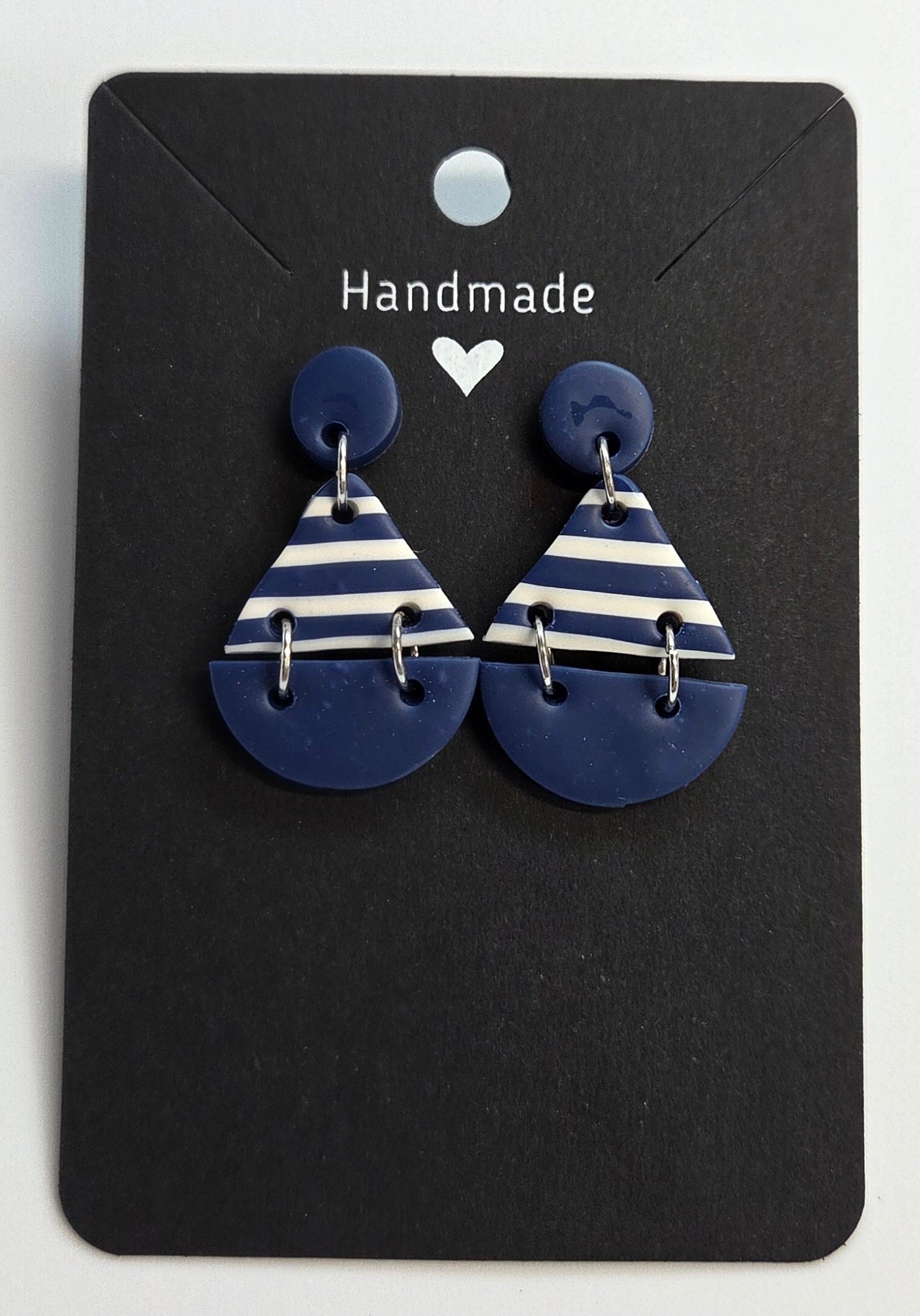Navy Blue Sail Boat Stud Dangle Earrings!