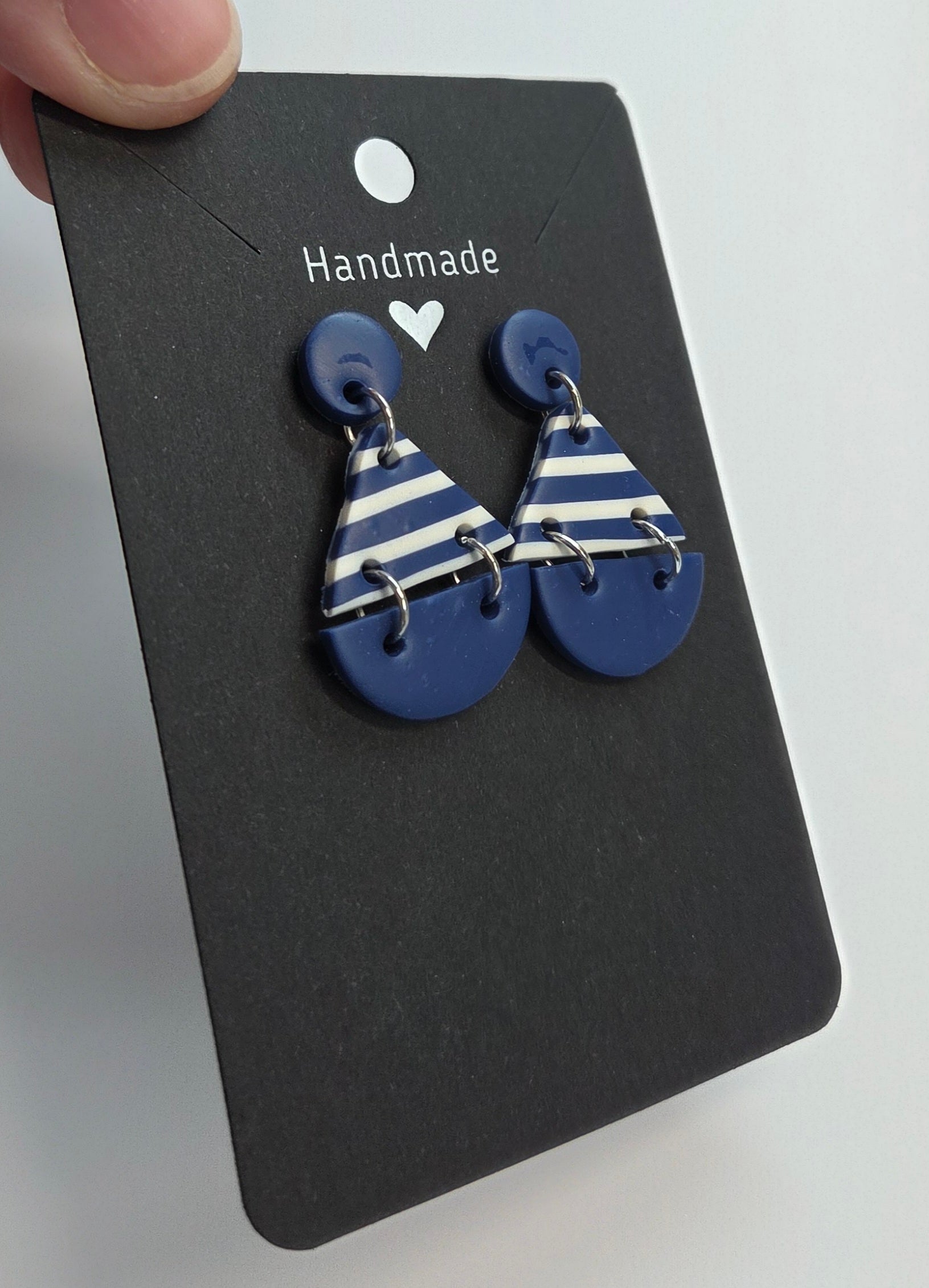 Navy Blue Sail Boat Stud Dangle Earrings!