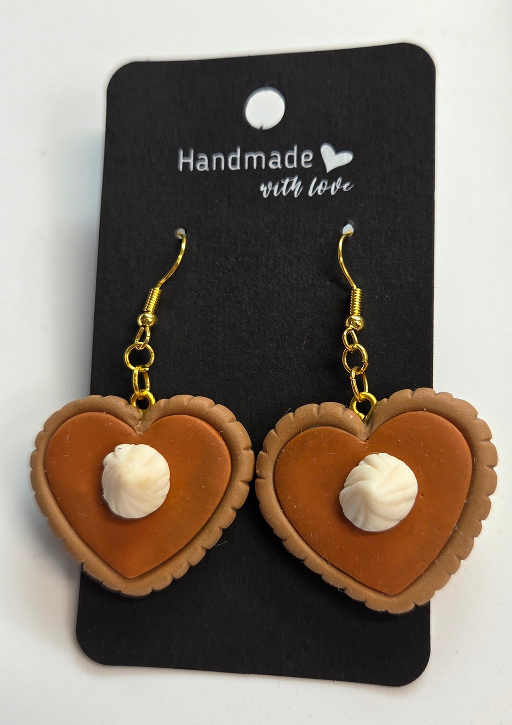 Heart Shaped Pumpkin Pie Dangle Earrings!