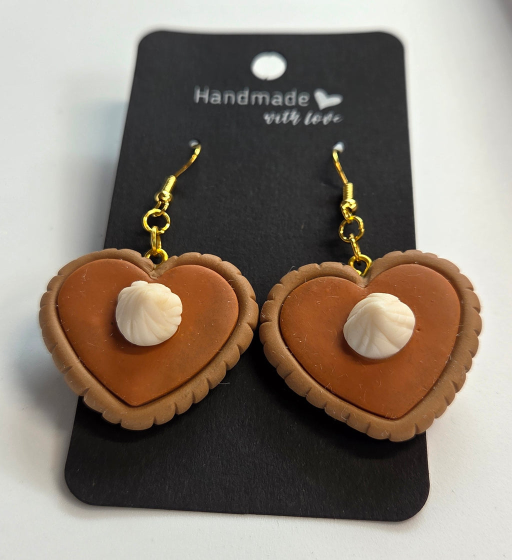 Heart Shaped Pumpkin Pie Dangle Earrings!