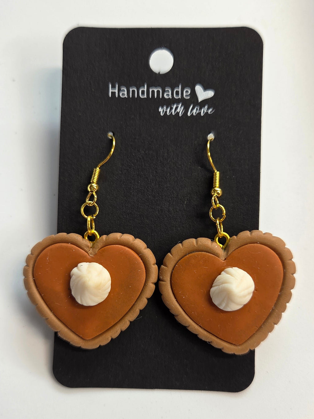 Heart Shaped Pumpkin Pie Dangle Earrings!