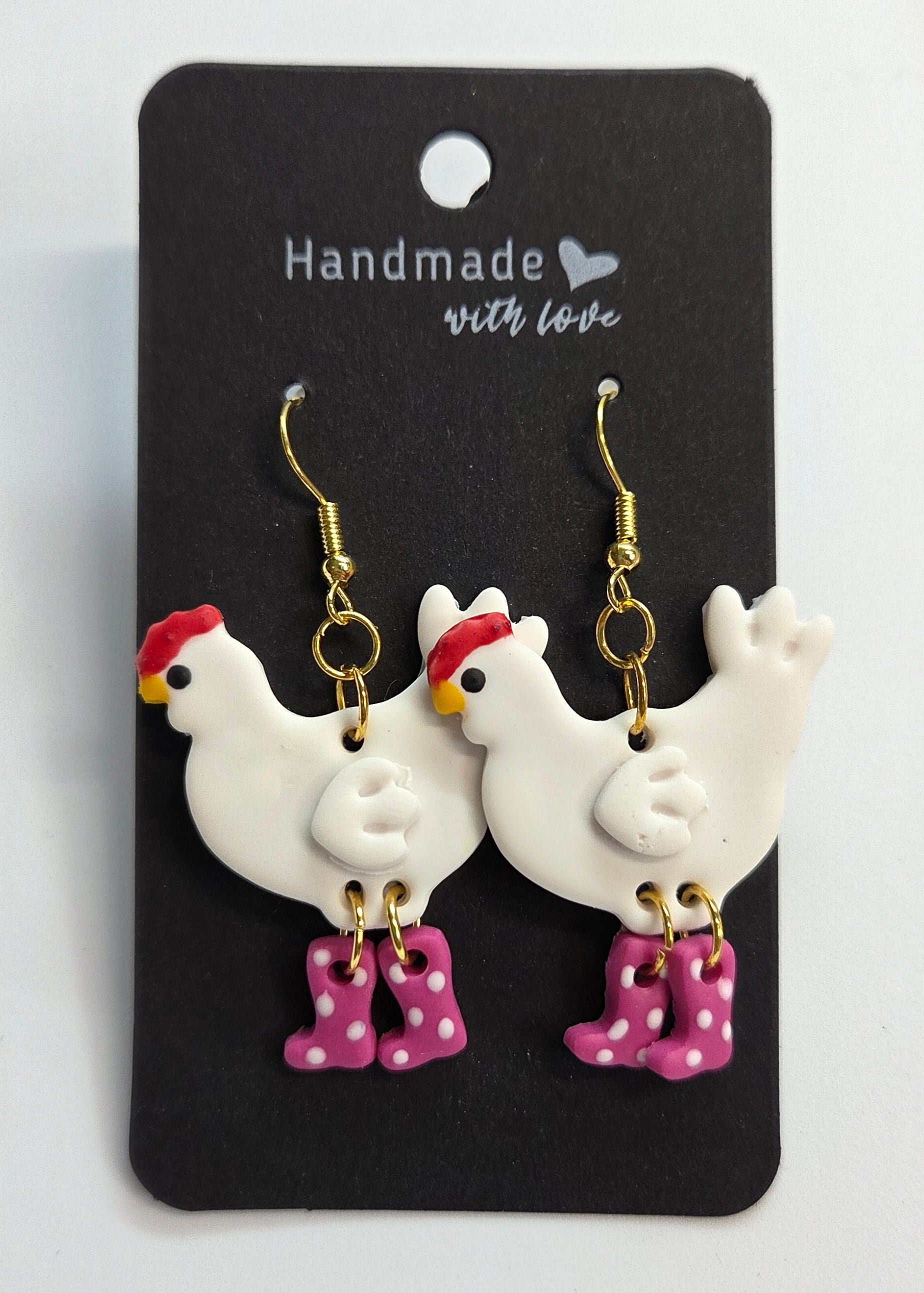 Chickens in Boots Dangle Earring!
