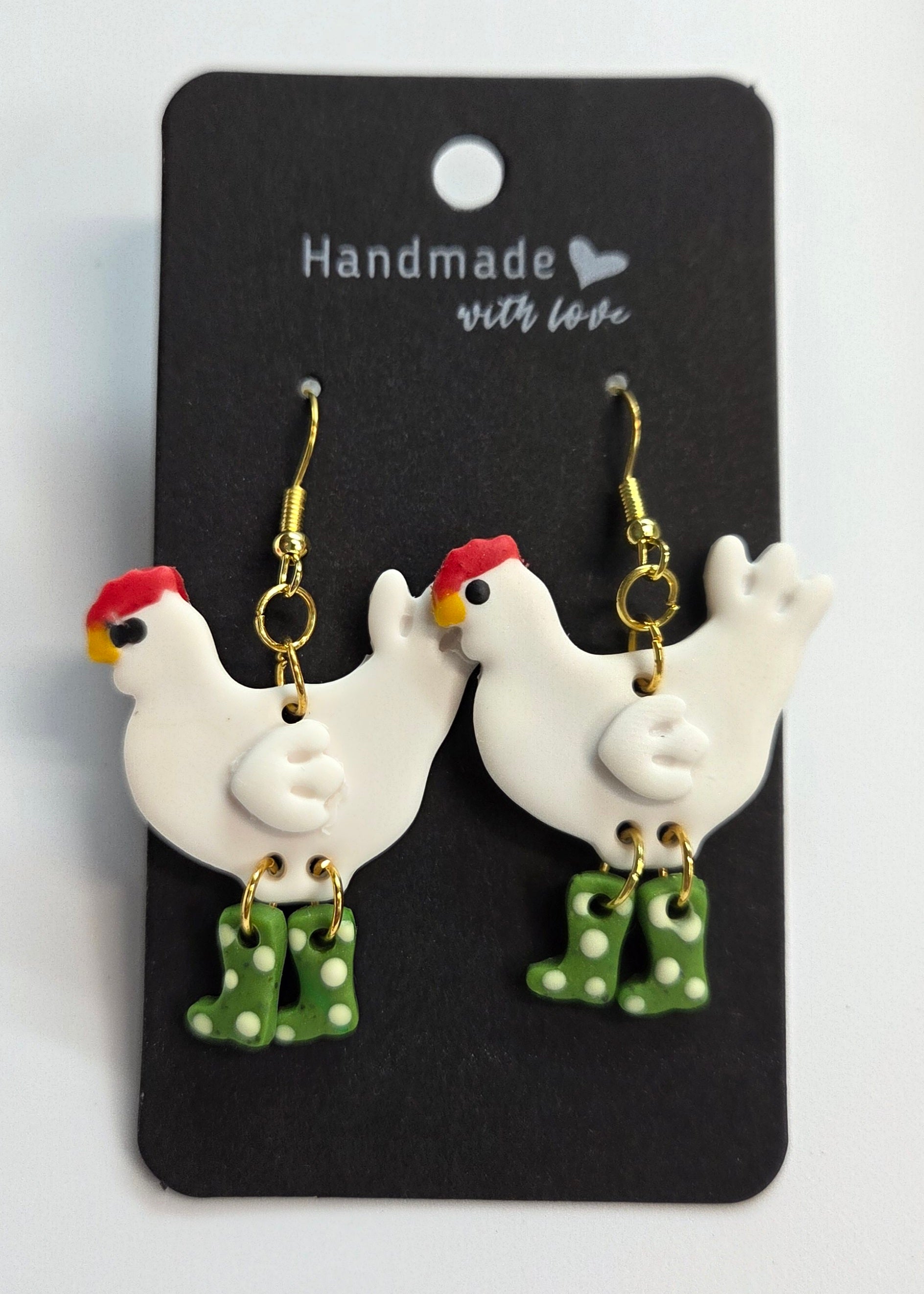 Chickens in Boots Dangle Earring!