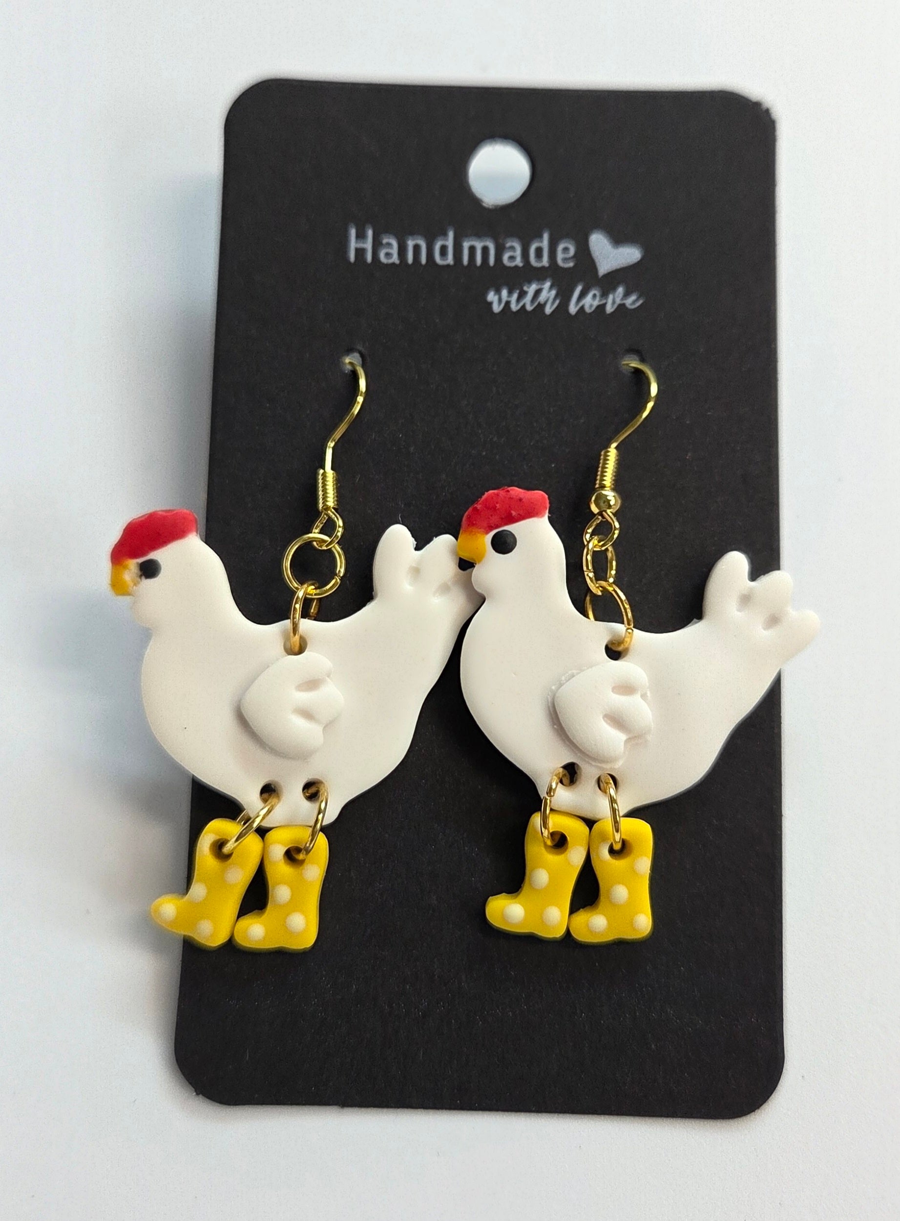 Chickens in Boots Dangle Earring!
