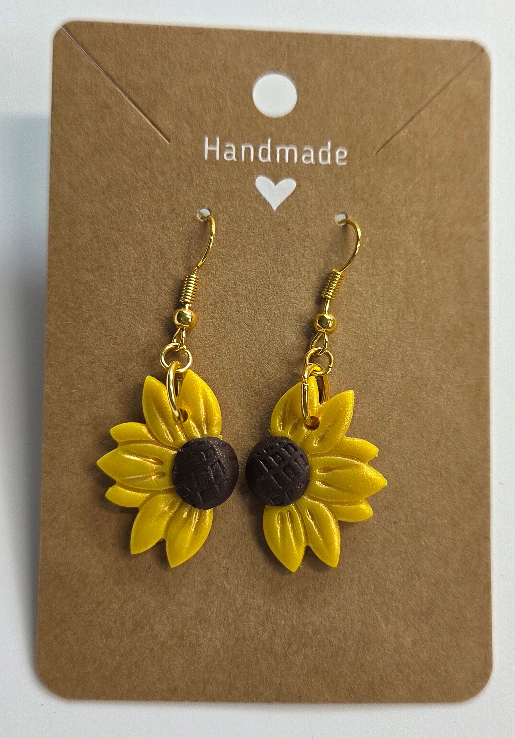 Half Darker Center Sunflower Dangle Earrings!
