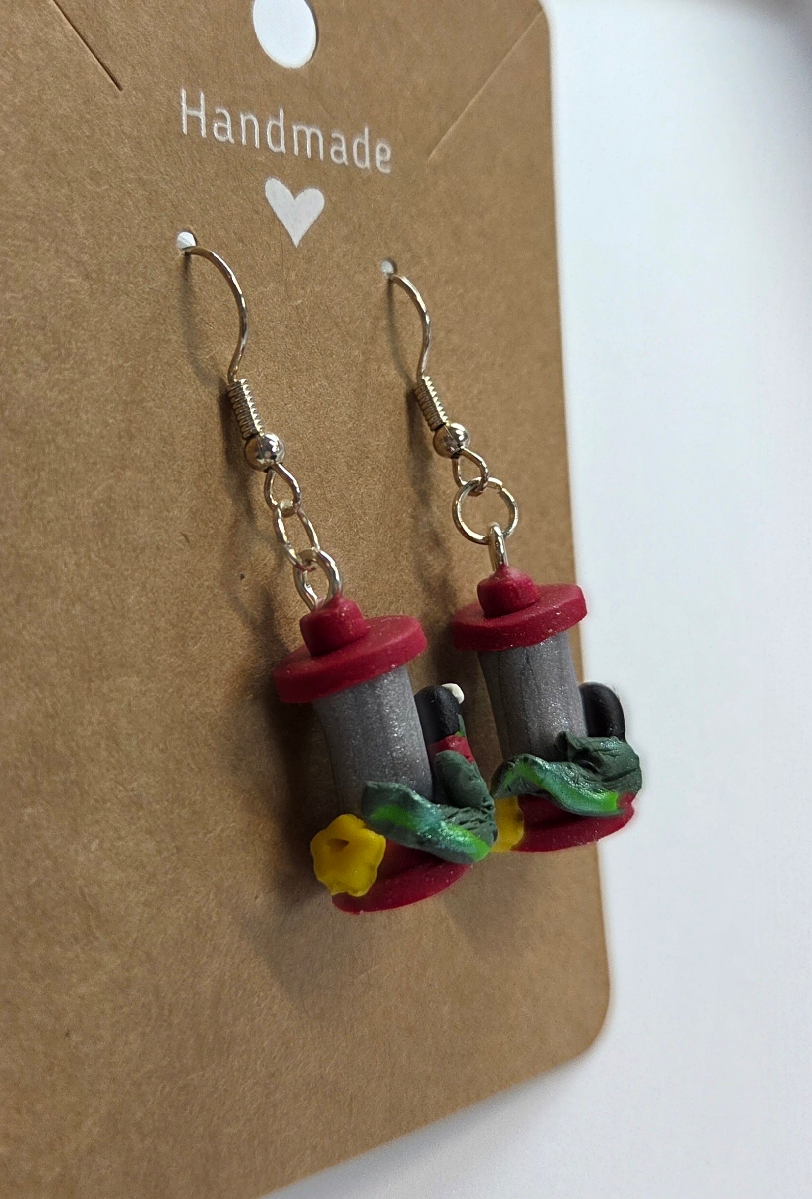 Humming Bird on Feeder Dangle Earrings!