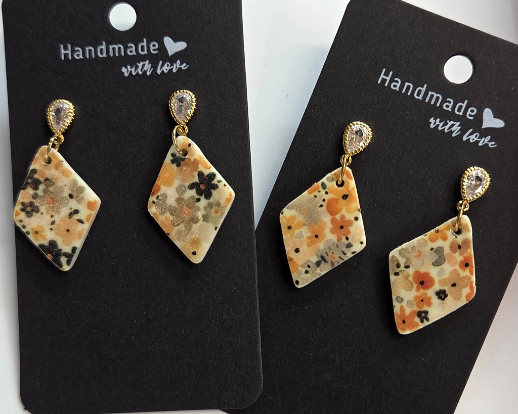 Crystal Stud Gold Flower Drop Dimond Earring!