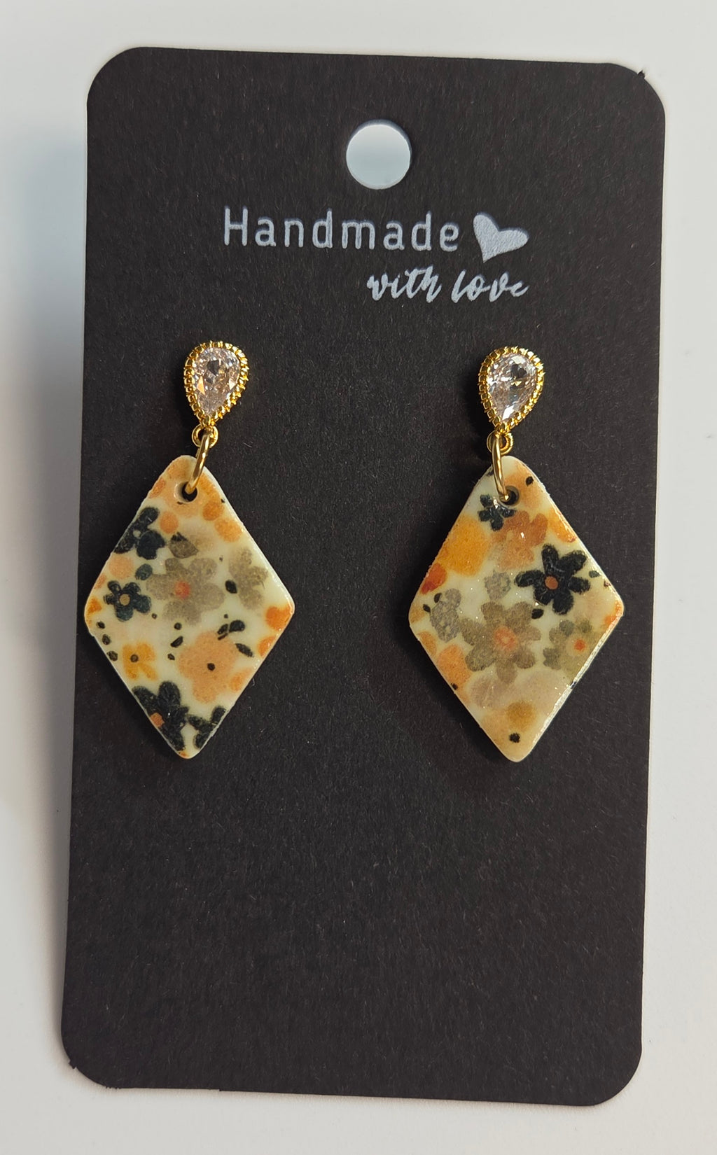 Crystal Stud Gold Flower Drop Dimond Earring!