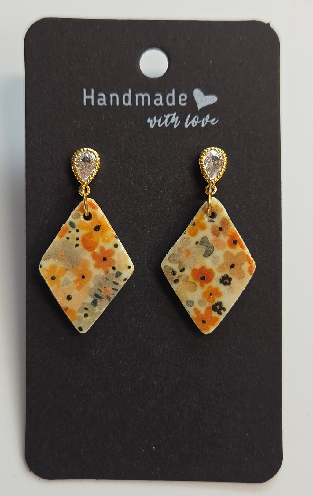 Crystal Stud Gold Flower Drop Dimond Earring!