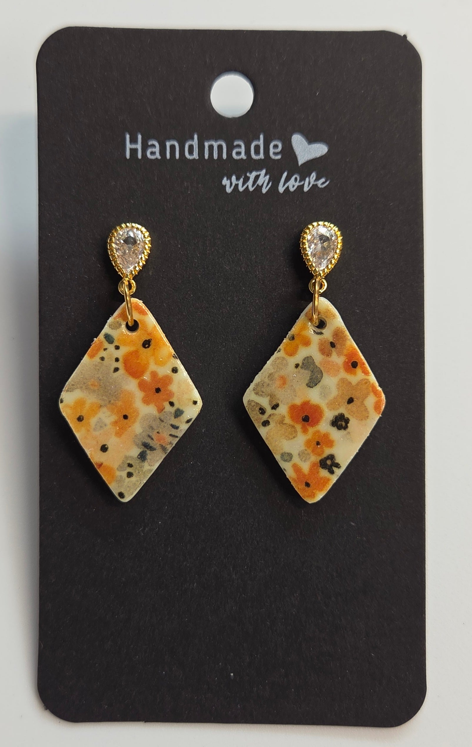 Crystal Stud Gold Flower Drop Dimond Earring!