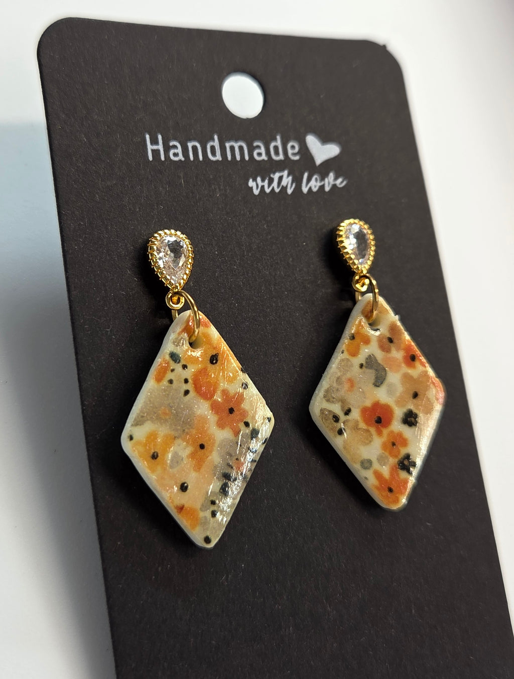 Crystal Stud Gold Flower Drop Dimond Earring!