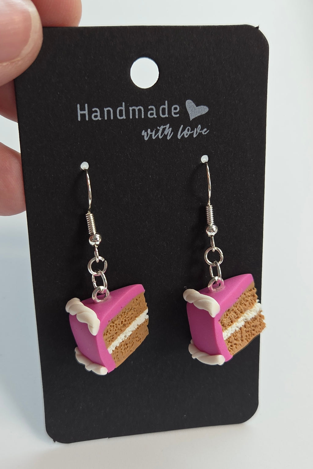 Pink and White Iced Cake Dangle Earrings!