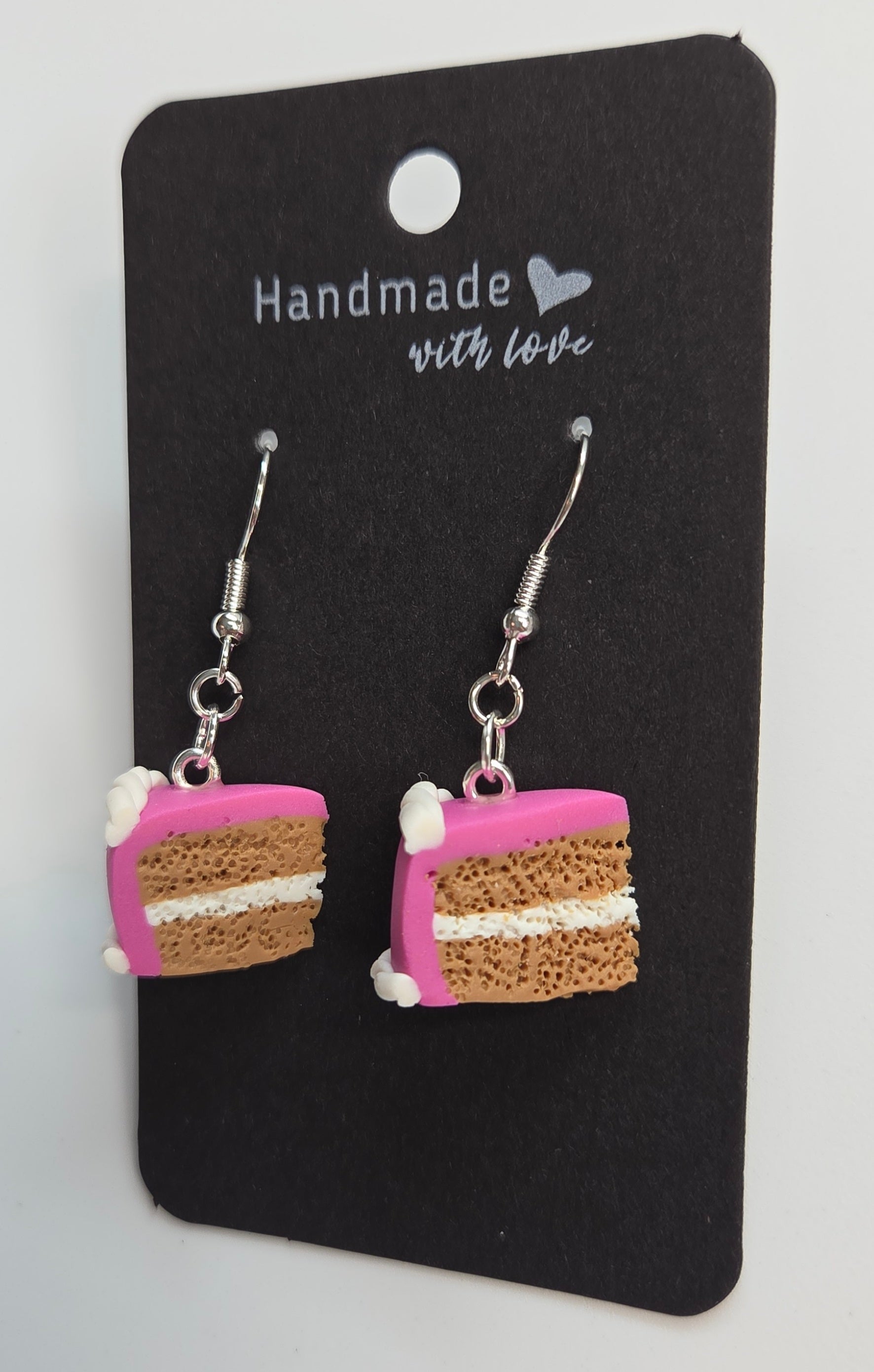 Pink and White Iced Cake Dangle Earrings!