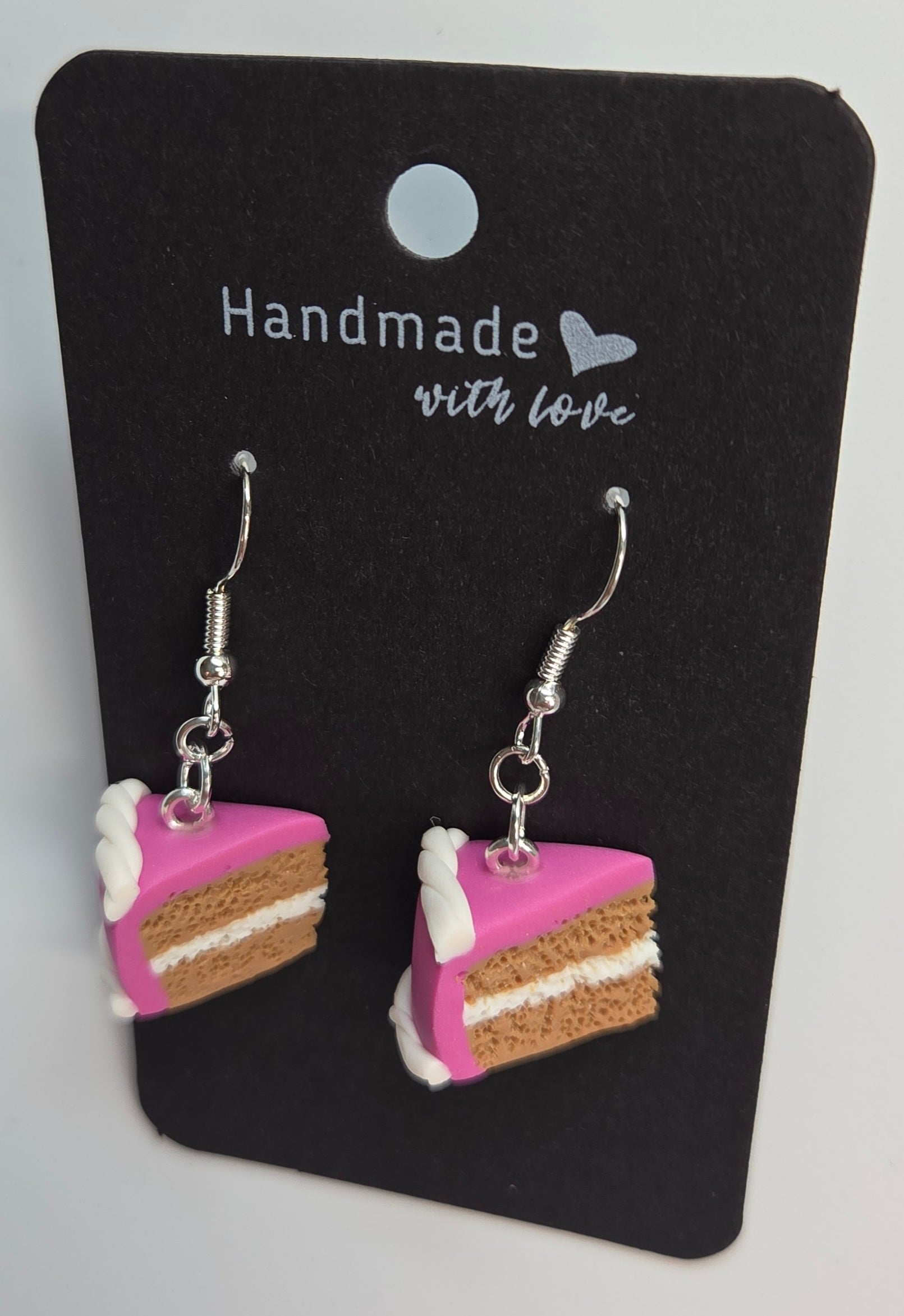 Pink and White Iced Cake Dangle Earrings!