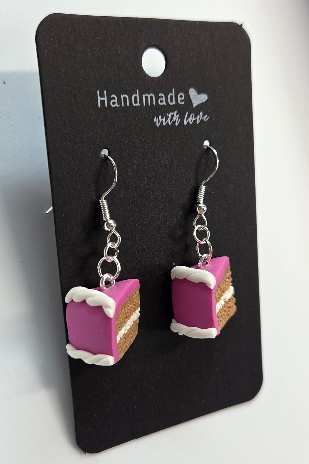 Pink and White Iced Cake Dangle Earrings!