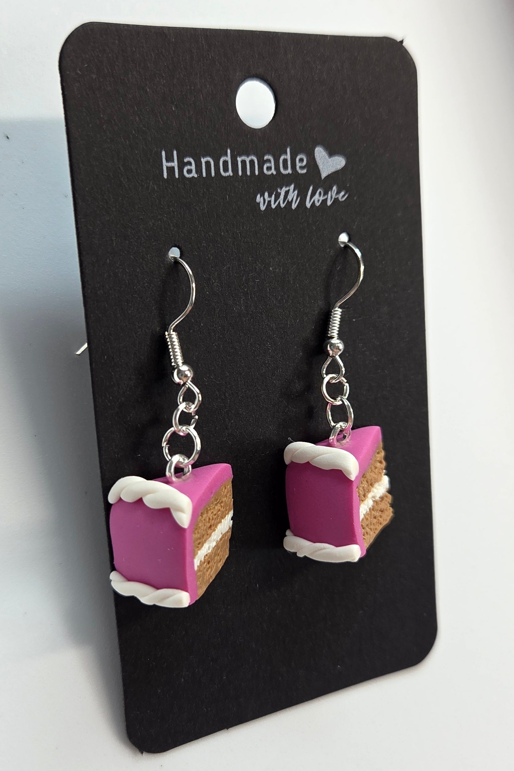 Pink and White Iced Cake Dangle Earrings!