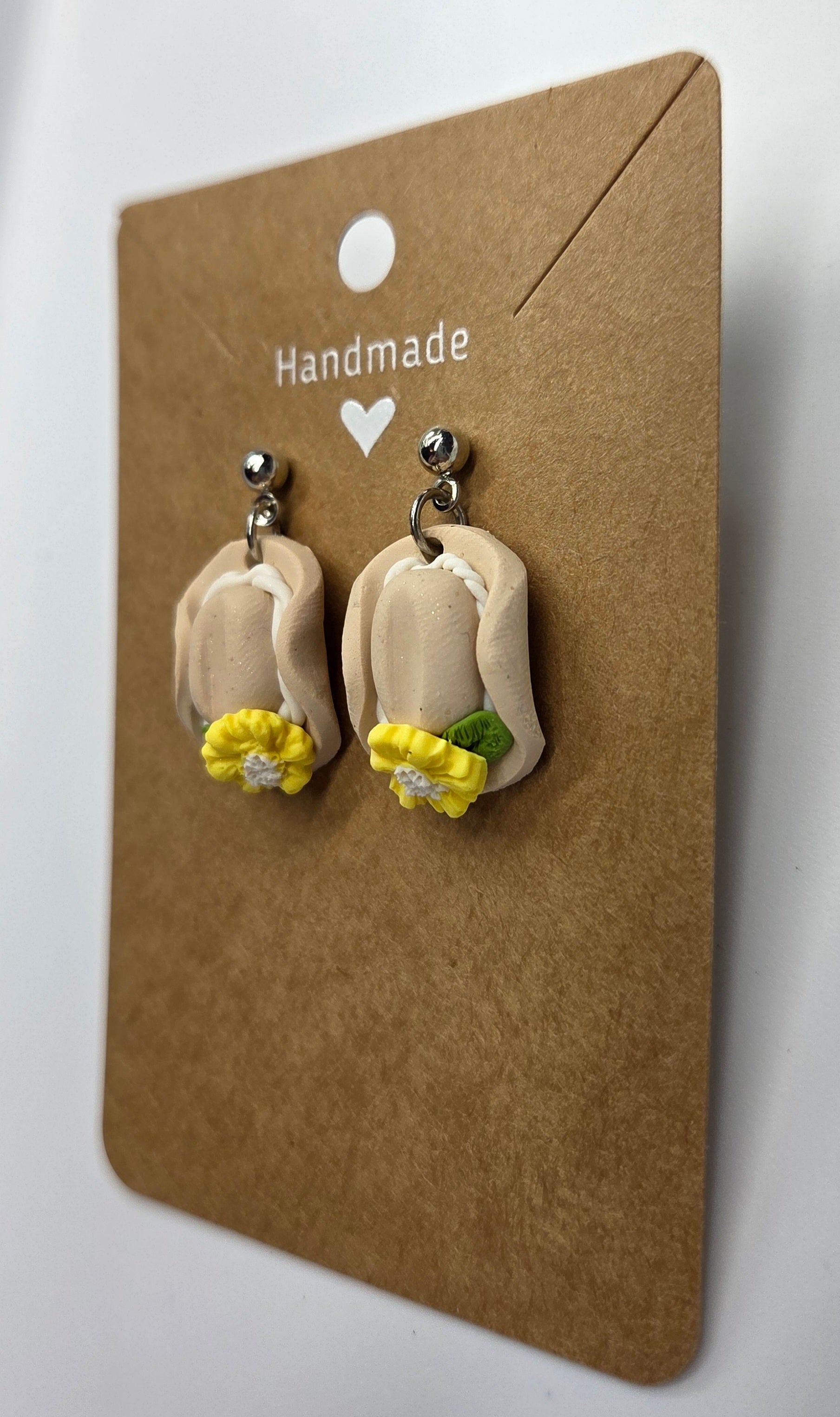 Cow Girl Hat With Yellow Flower Stud Dangle Earrings!