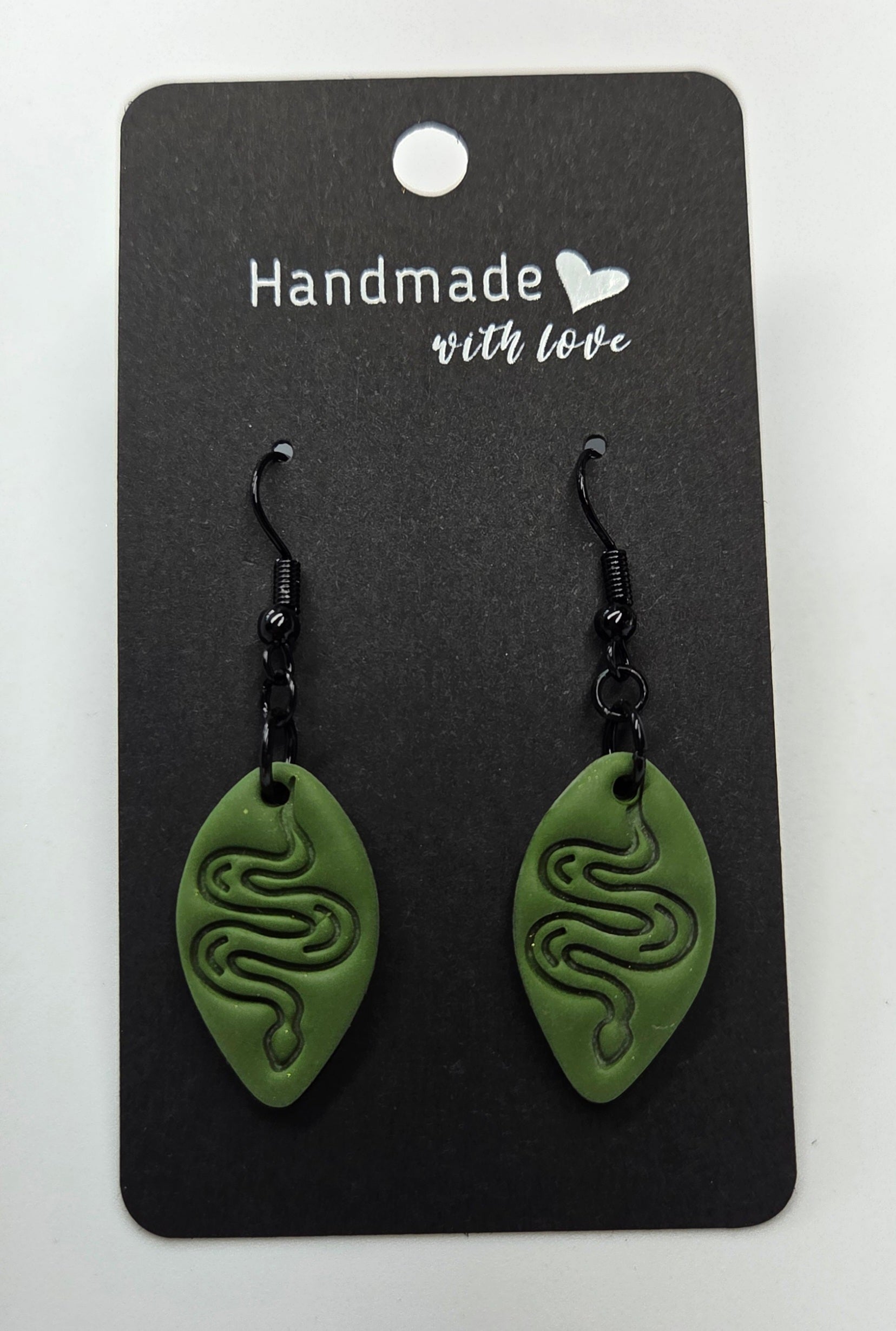 Hunter Green Snack Pattern Dangle Earrings!