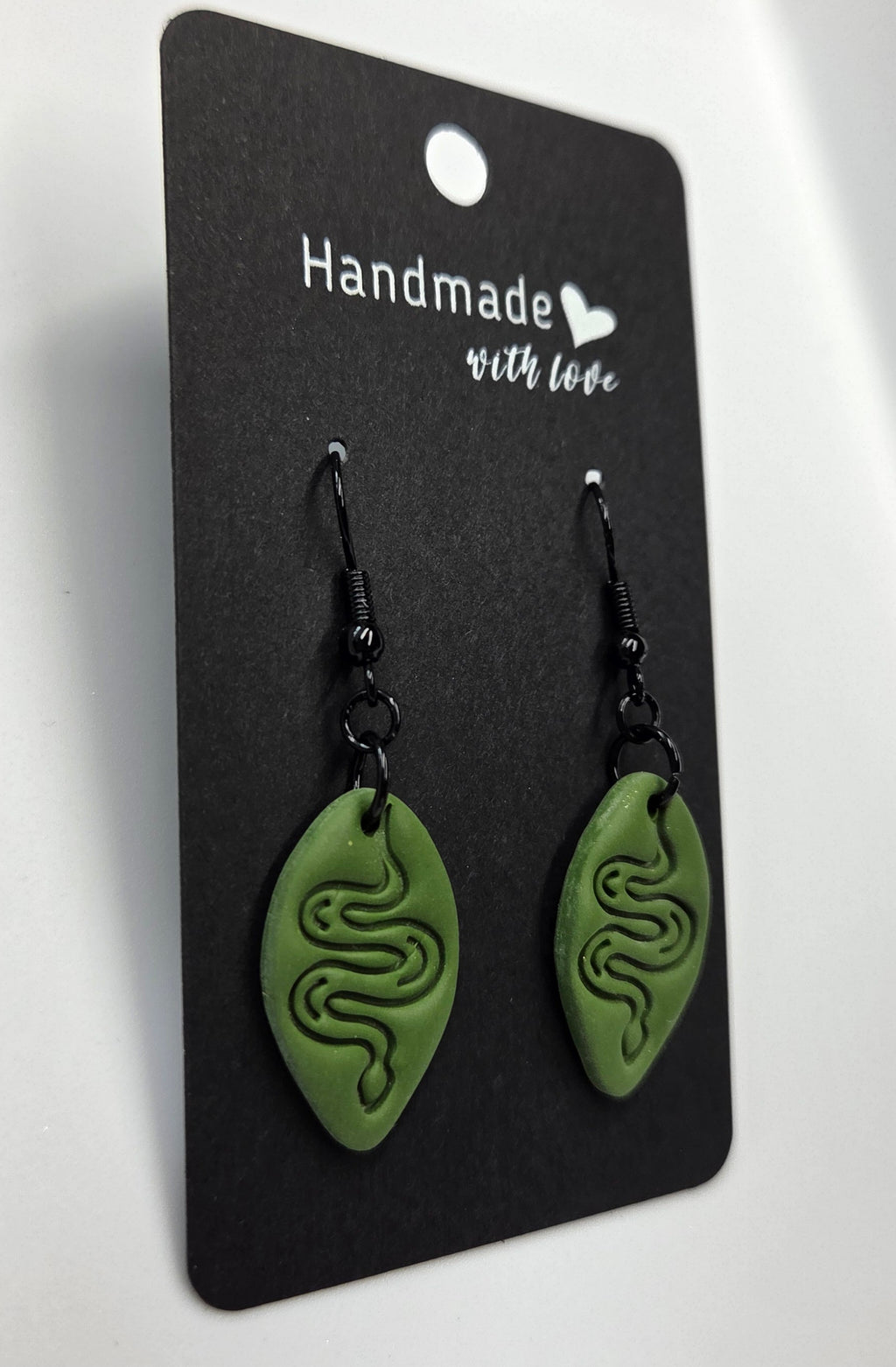 Hunter Green Snack Pattern Dangle Earrings!