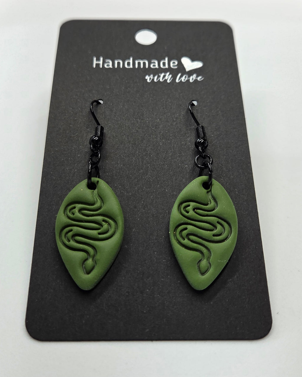 Hunter Green Snack Pattern Dangle Earrings!