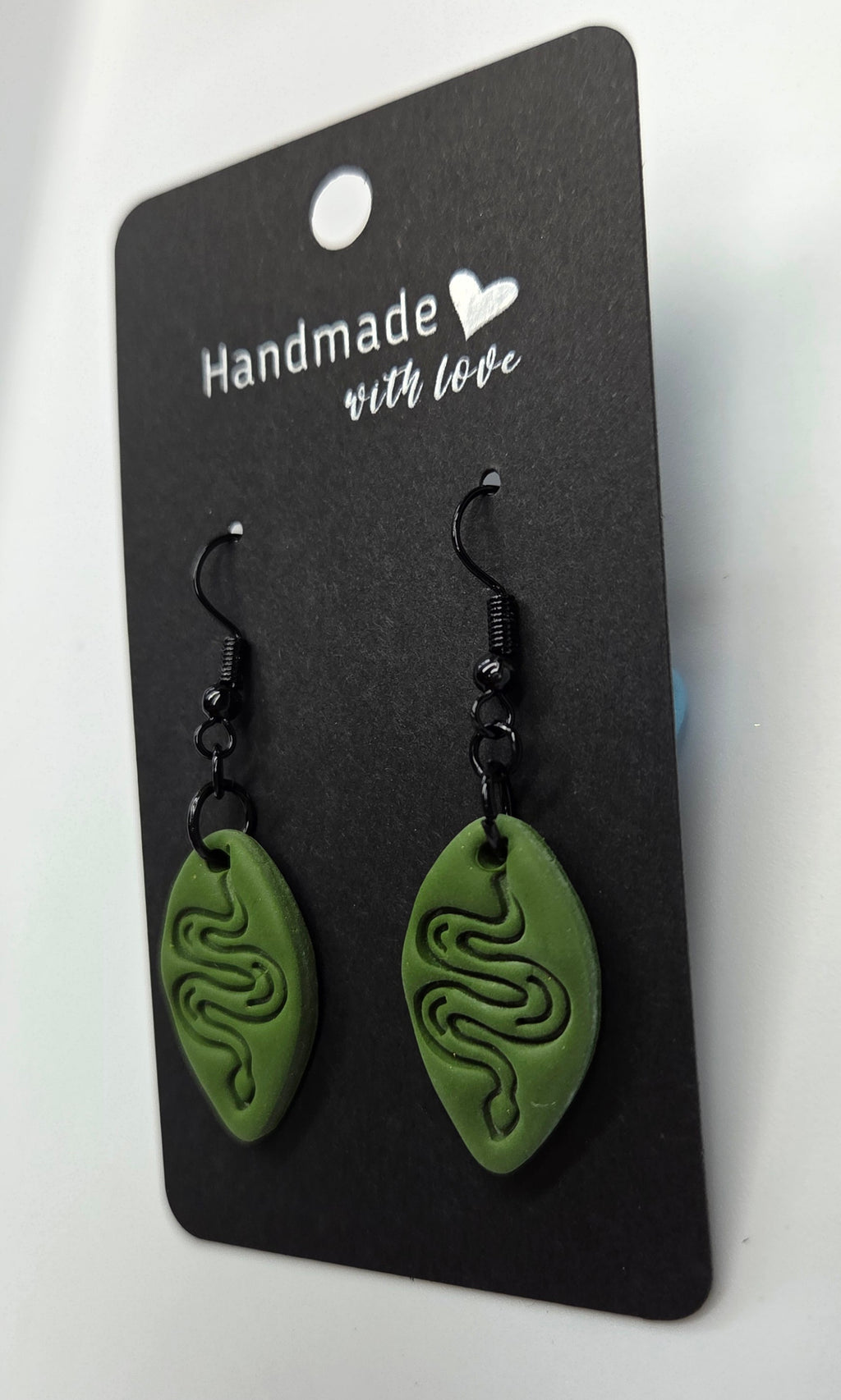 Hunter Green Snack Pattern Dangle Earrings!