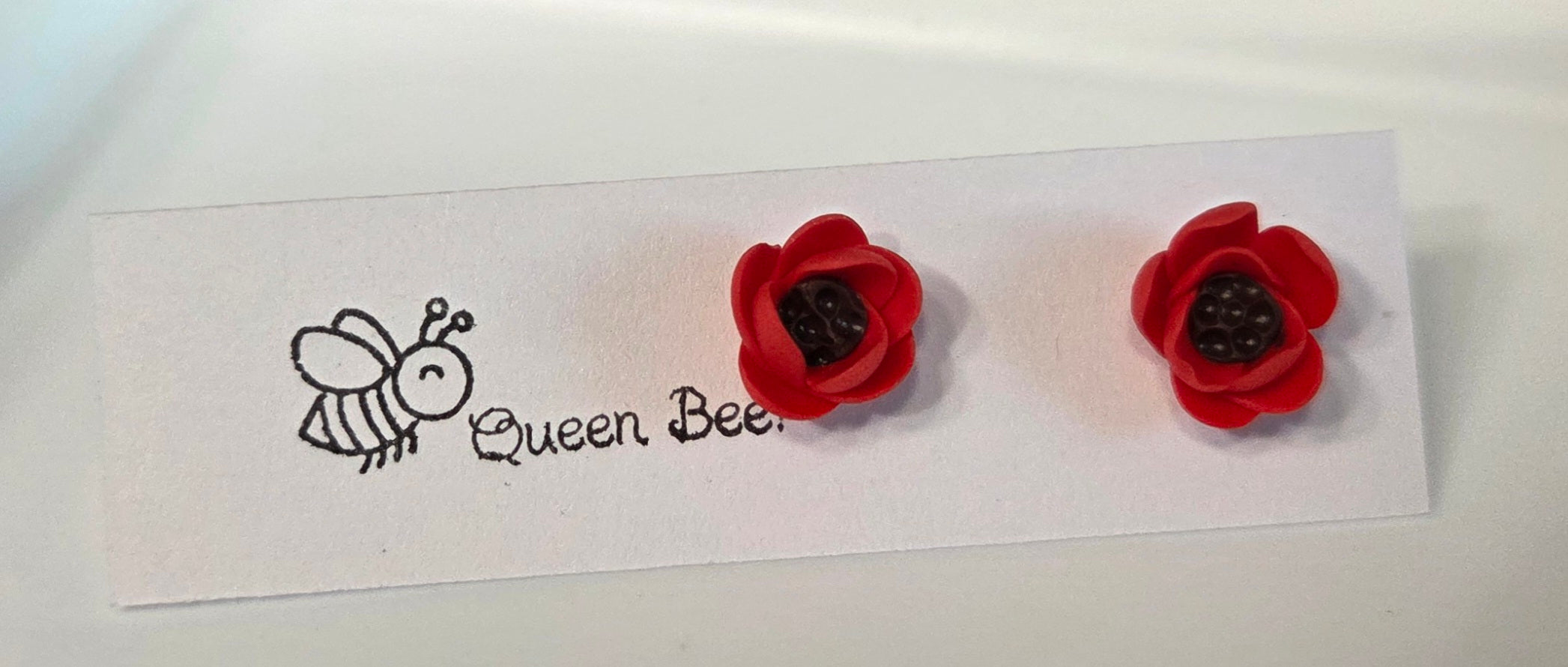 Red Flower Stud Earrings