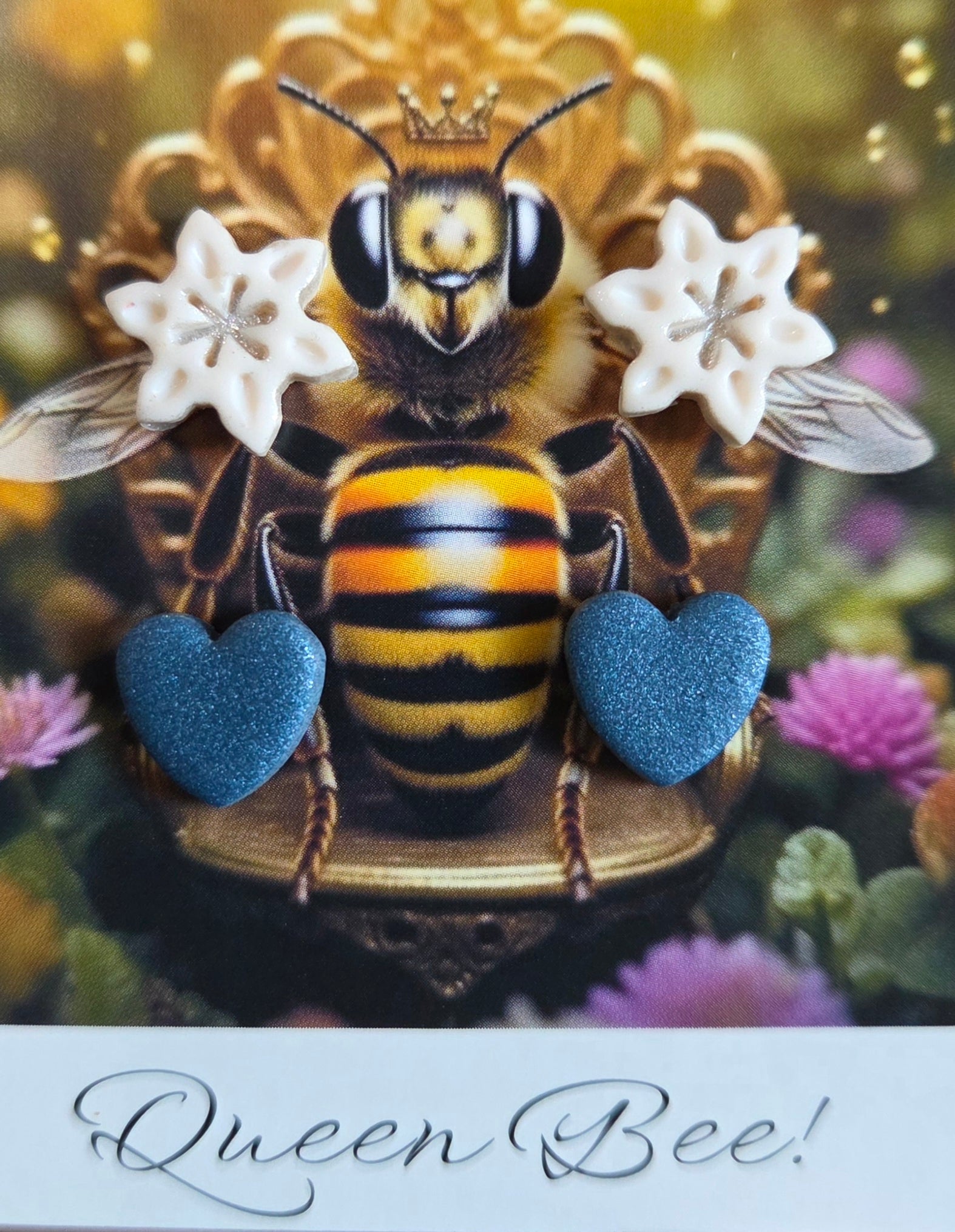 SMALL SNOWFLAKE AND BLUE HEART COMBO STUD SET!