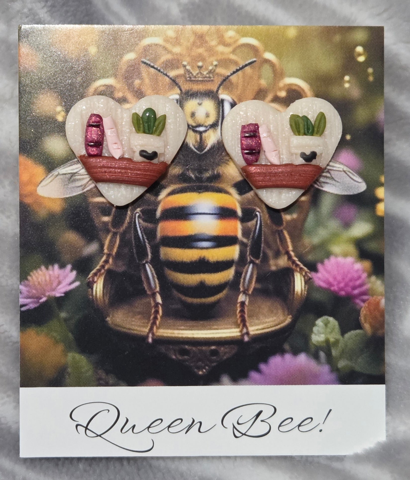 White Heart Book Shelf and Plant Stud Earrings!