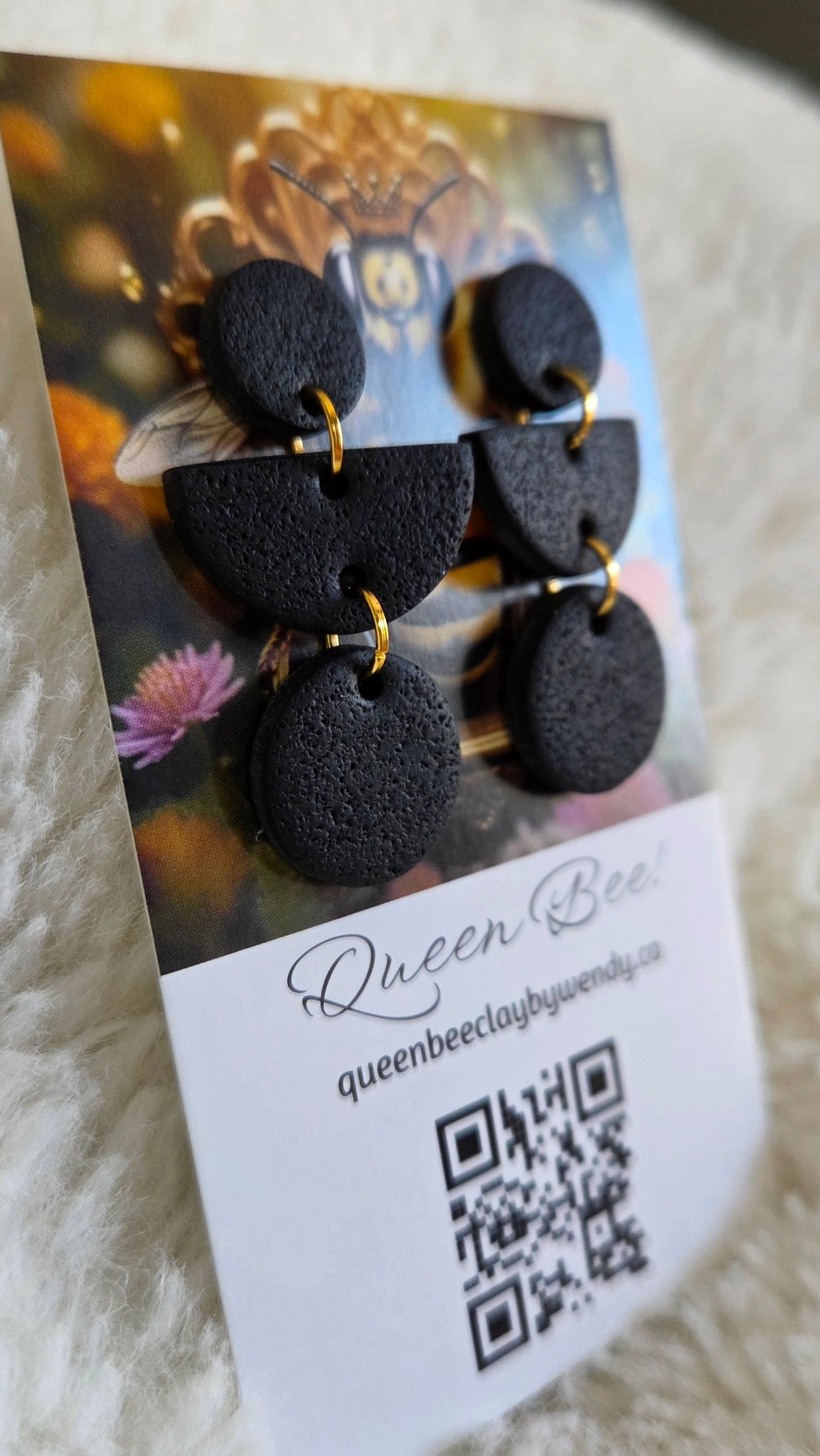 Tripple Bold Black Stud Dangle Earrings!