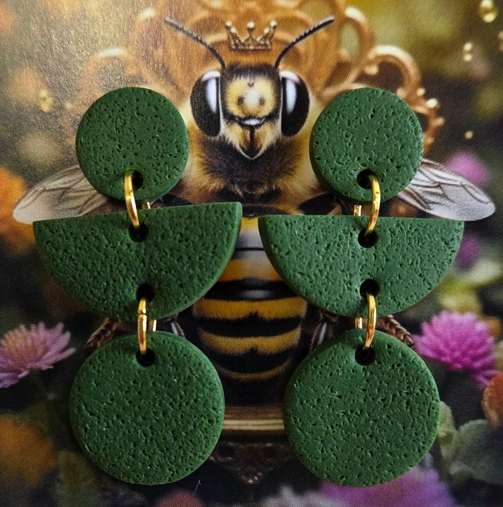 Forest Green Tripple Dangle Stud Earrings!