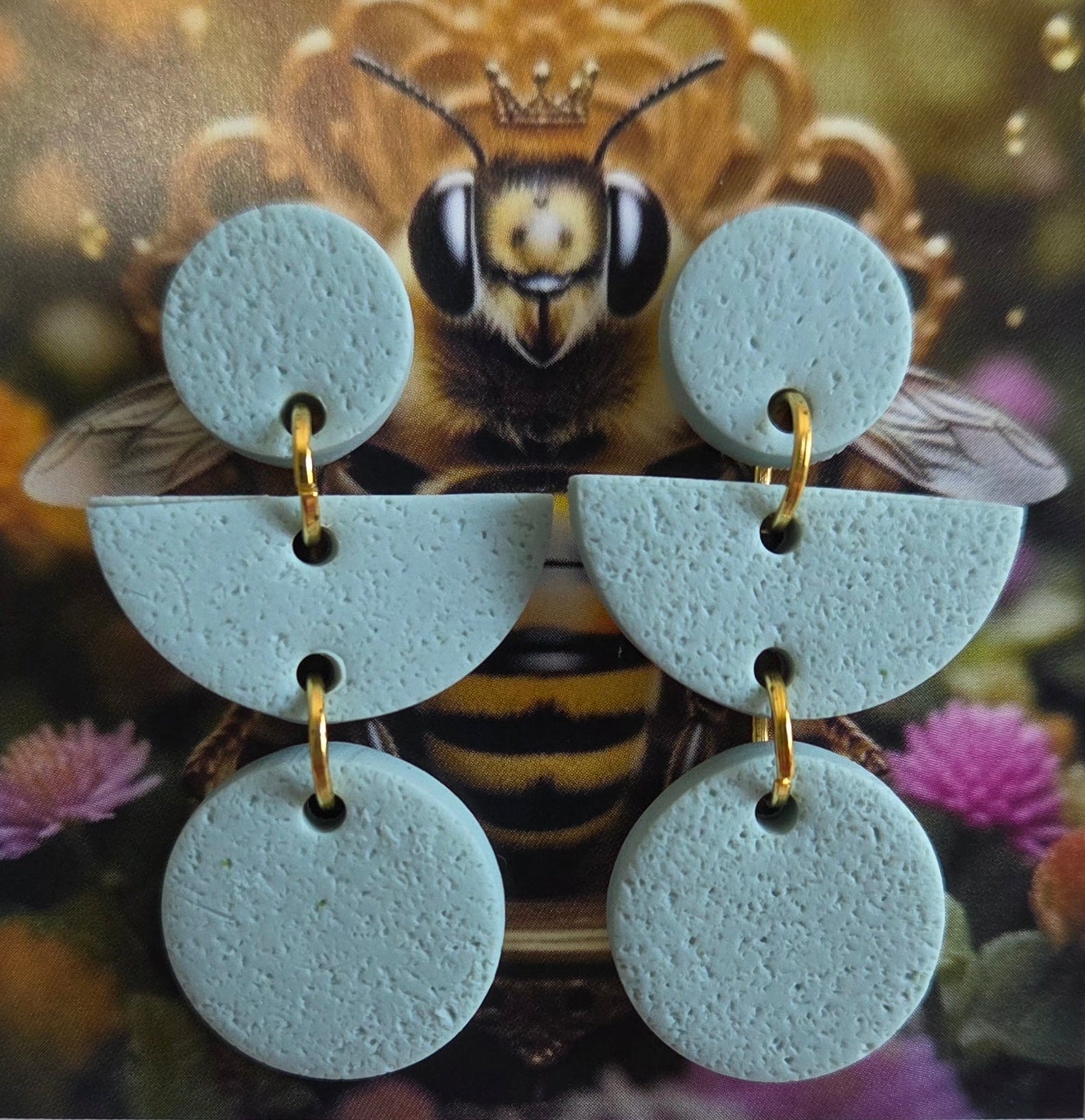 Smoke Blue Tripple Dangle Stud Earrings!