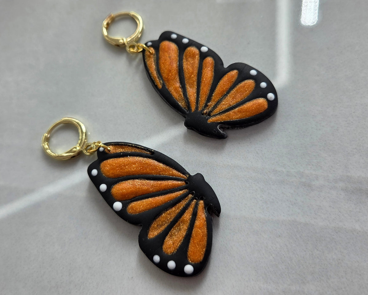 Beautiful Butterfly Dangle 18k Gold plated hoop