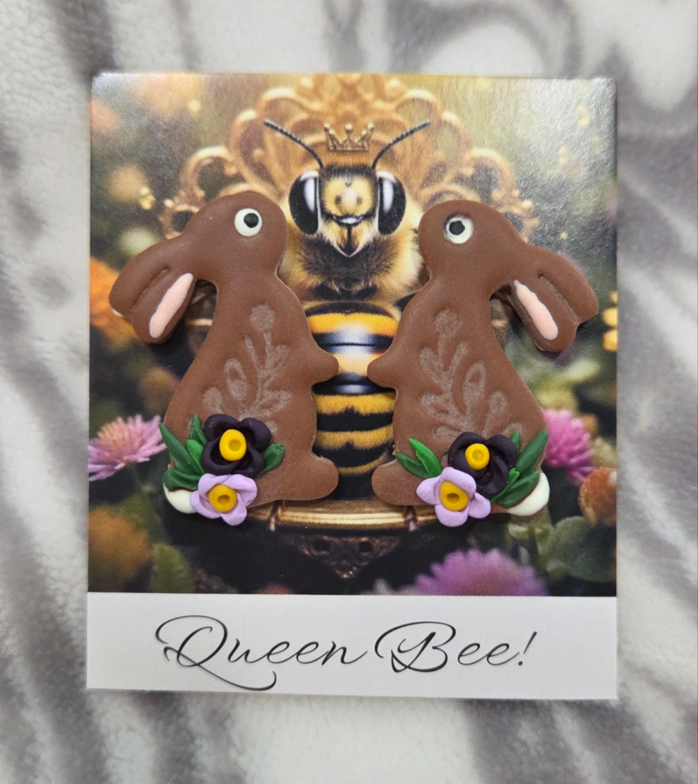 CHOCOLATE BUNNY STUD EARRINGS!