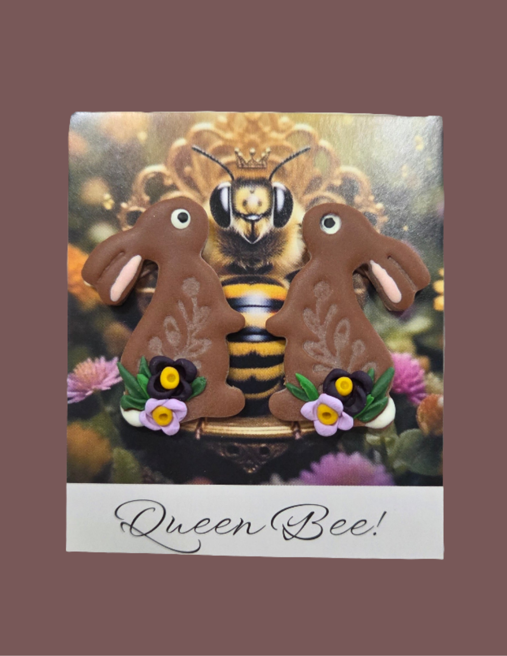 CHOCOLATE BUNNY STUD EARRINGS!